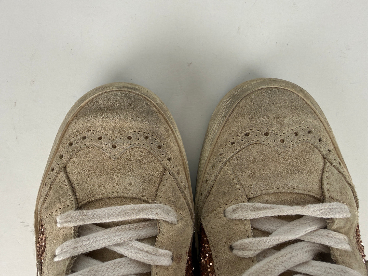 Golden Goose Midstar High Top Black Rose Gold Glitter Sneakers 37