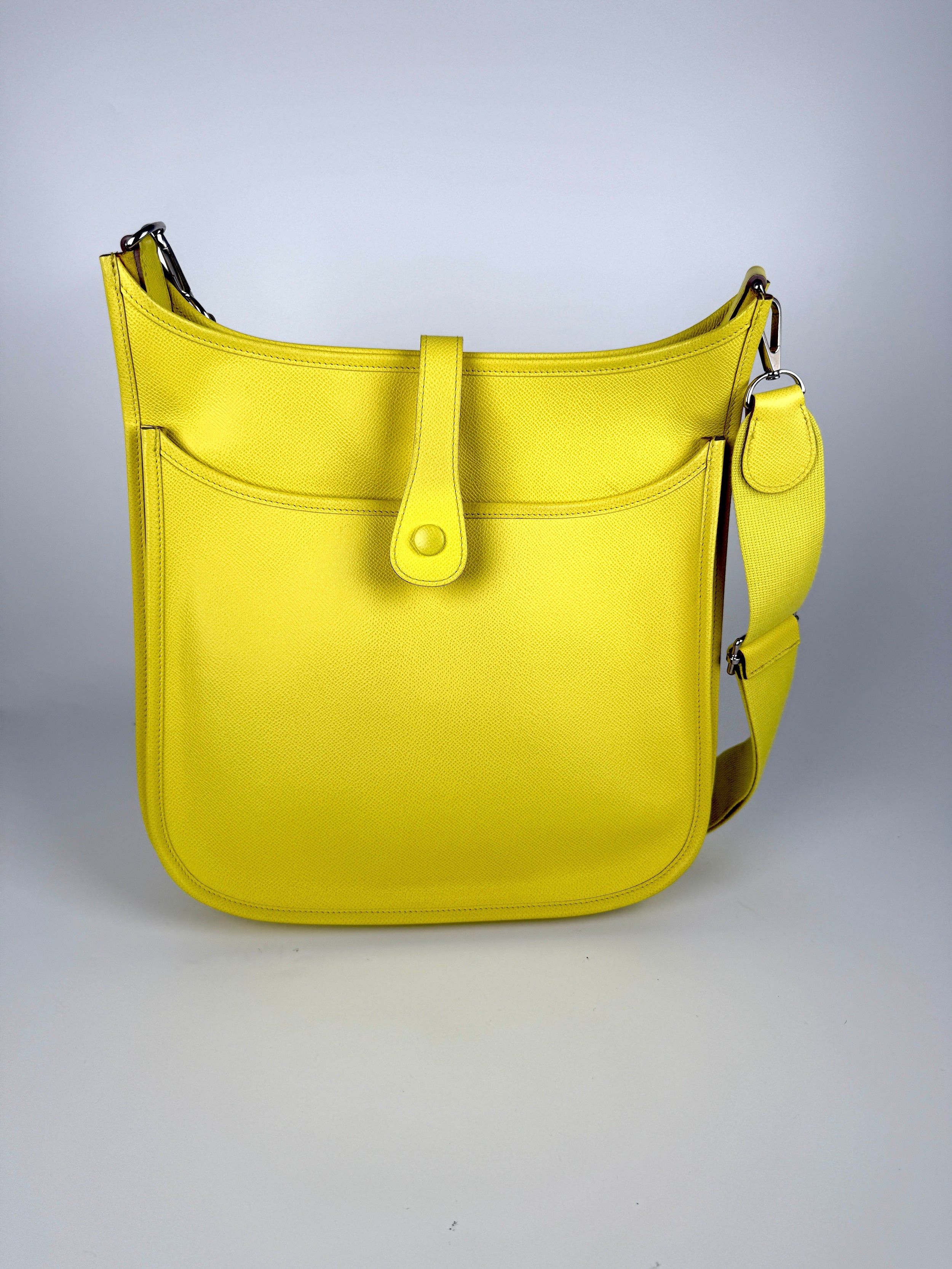 HERMES Evelyne III 33 GM Lime Yellow Epsom Leather Crossbody Bag