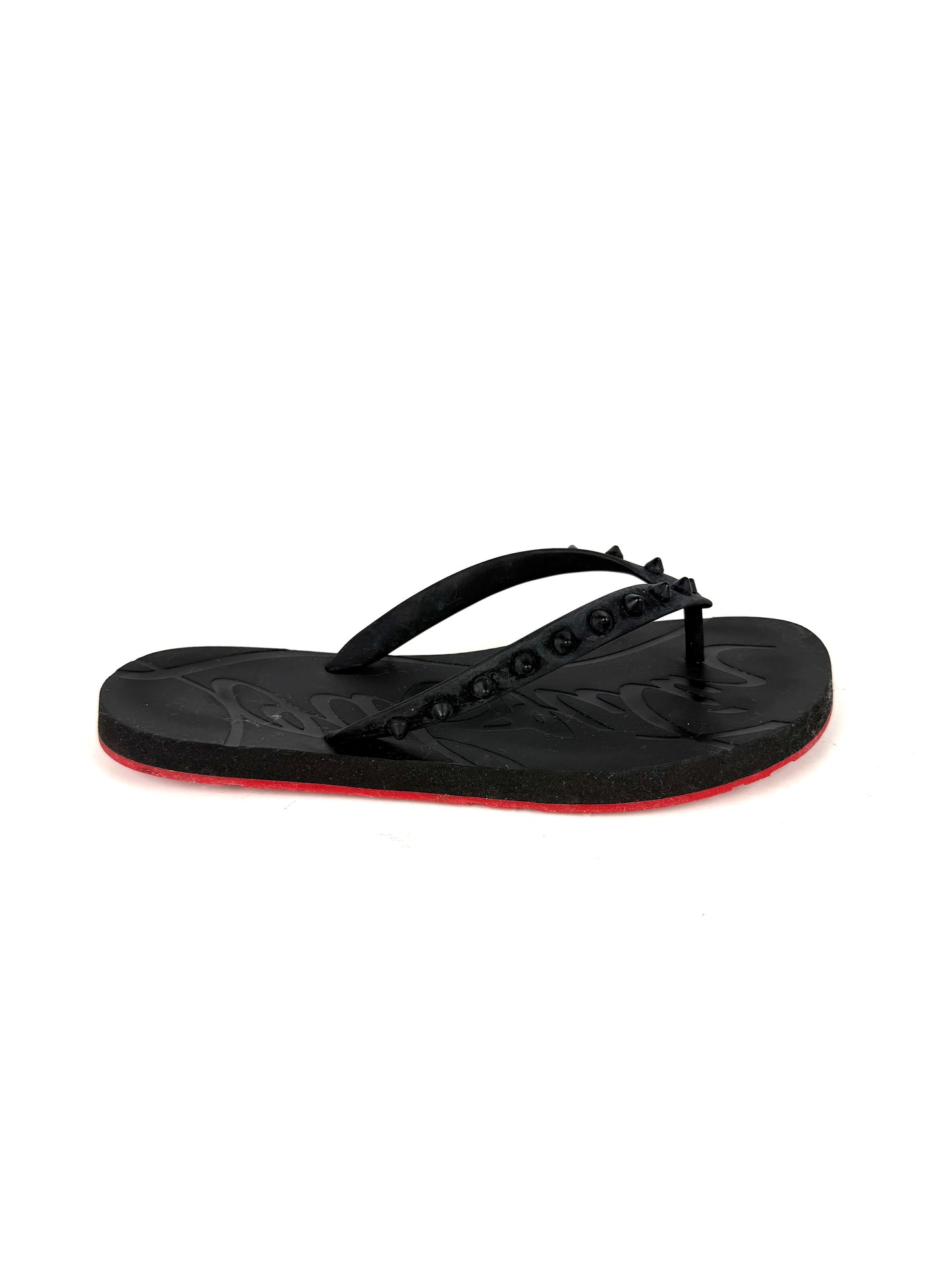 Christian Louboutin Louibi Donna Rockstud Flat Rubber Flip Flop Sandals 38, 7.5