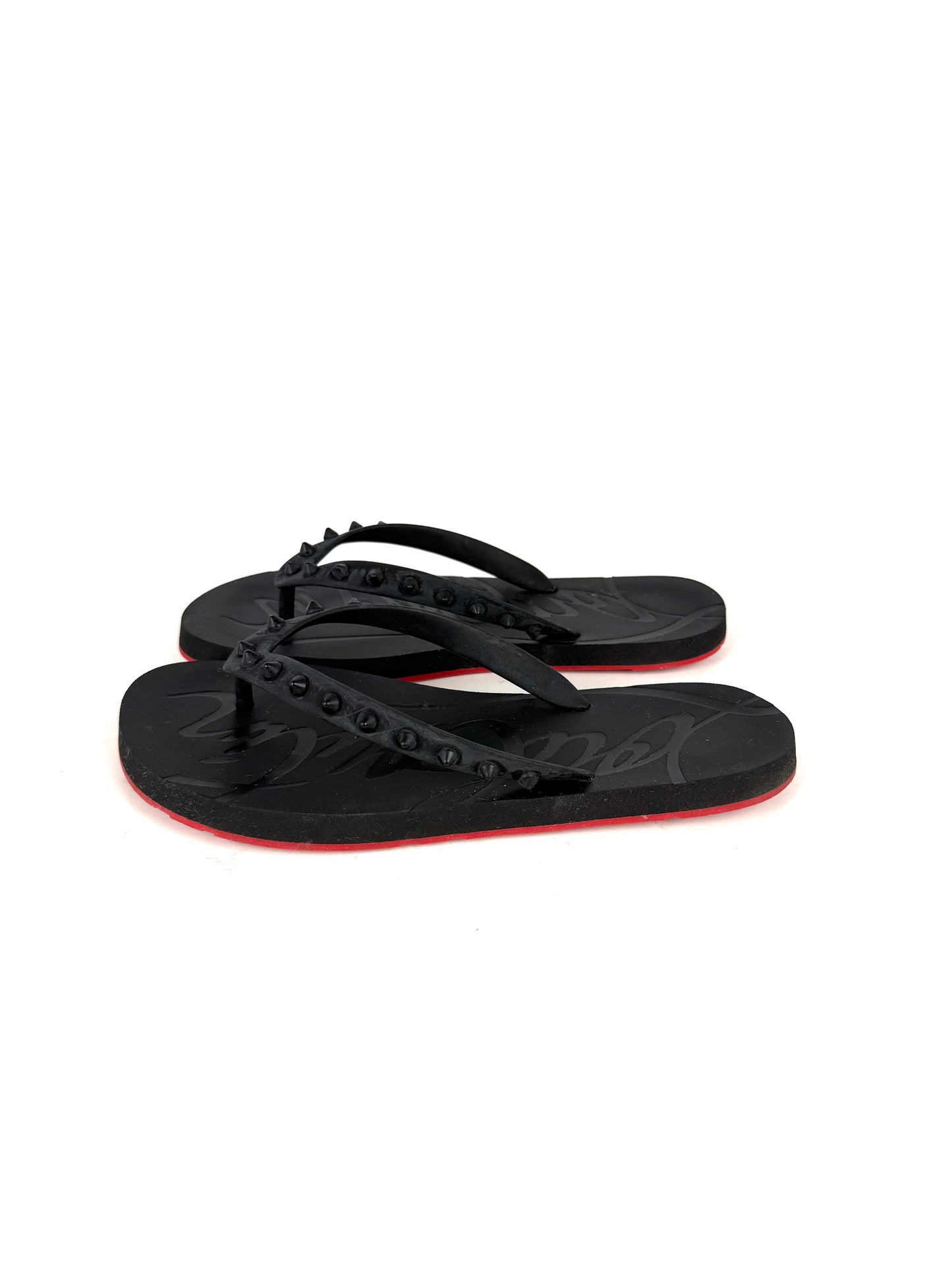 Christian Louboutin Louibi Donna Rockstud Flat Rubber Flip Flop Sandals 38, 7.5