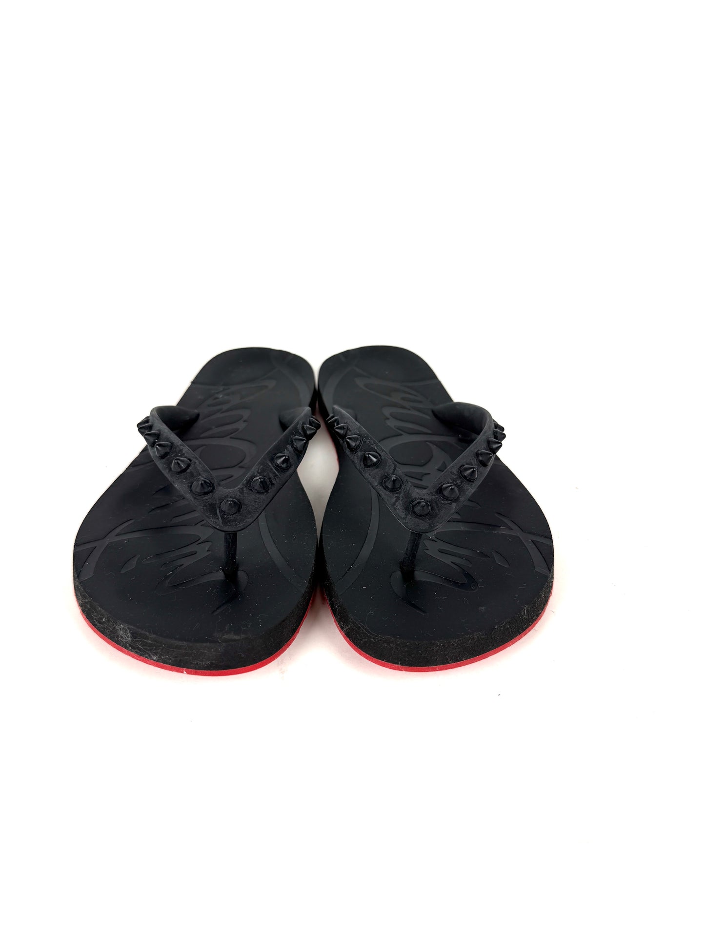 Christian Louboutin Louibi Donna Rockstud Flat Rubber Flip Flop Sandals 38, 7.5