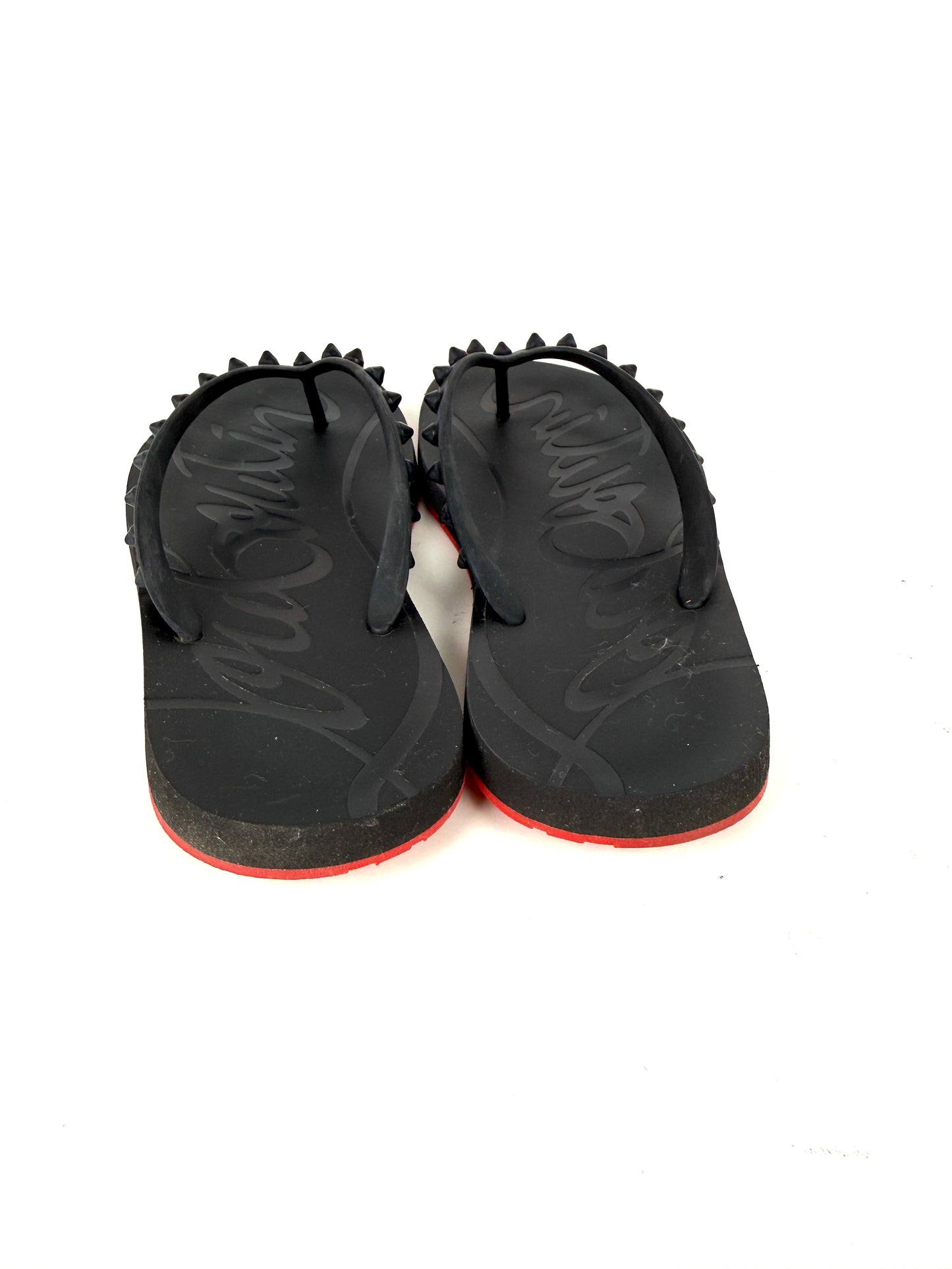 Christian Louboutin Louibi Donna Rockstud Flat Rubber Flip Flop Sandals 38, 7.5