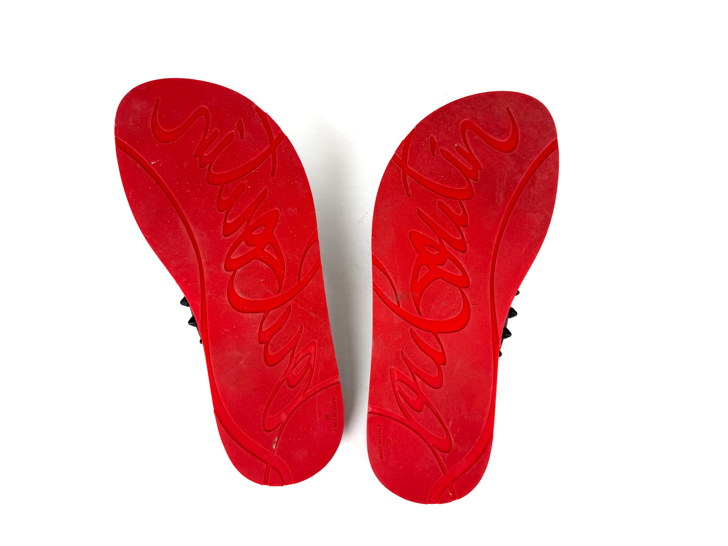 Christian Louboutin Louibi Donna Rockstud Flat Rubber Flip Flop Sandals 38, 7.5
