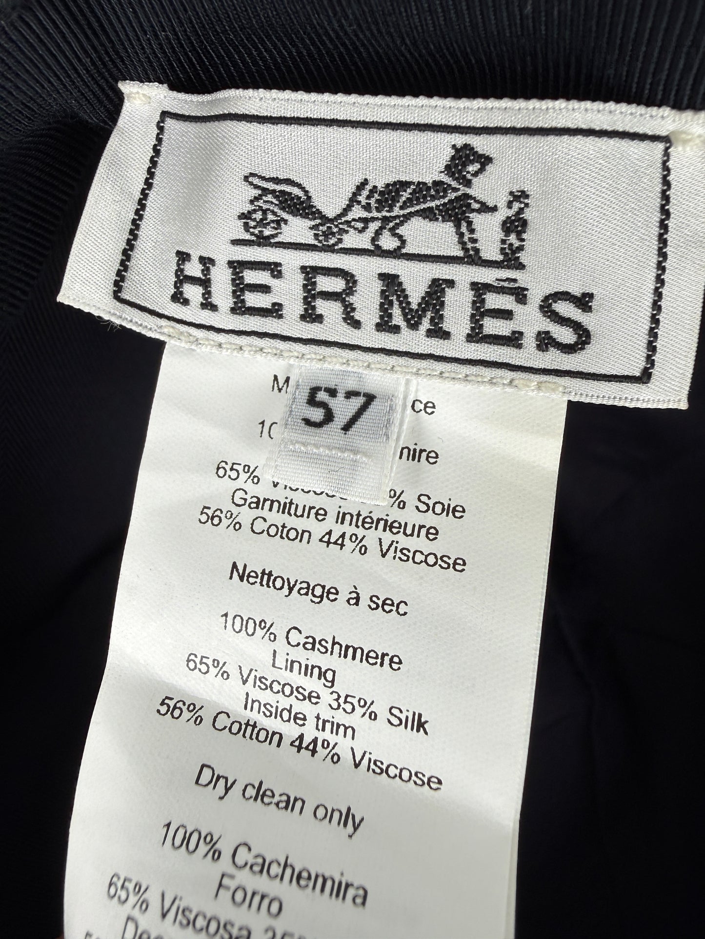 HERMES Serena Lift Beige Cashmere Baseball Cap Hat 57