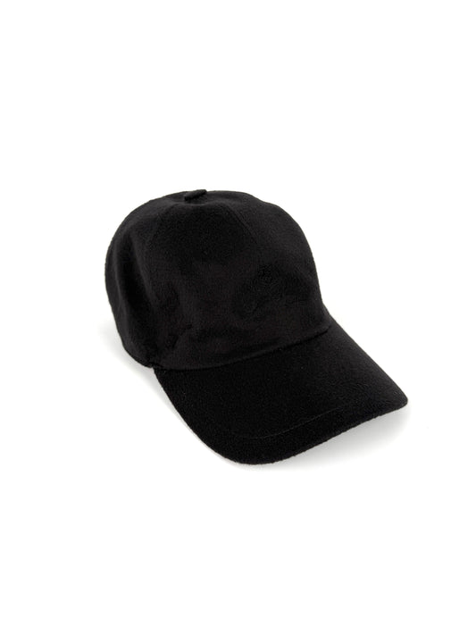 Loro Piana Black Cashmere Storm System Baseball Cap Hat L