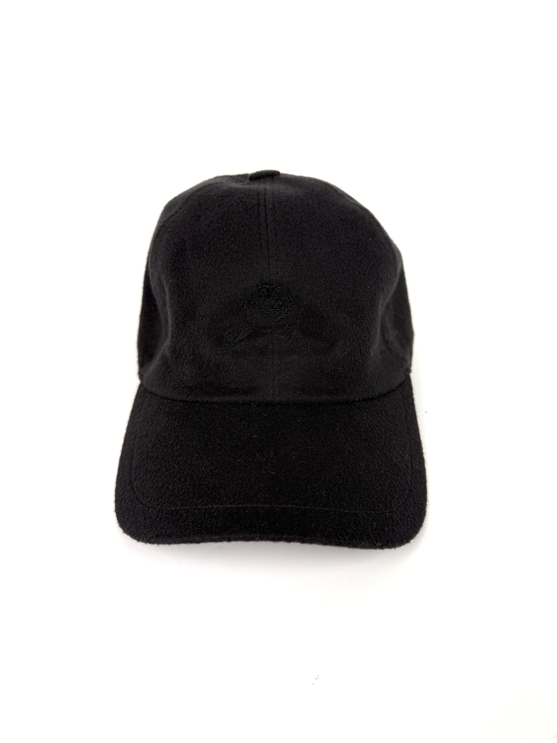 Loro Piana Black Cashmere Storm System Baseball Cap Hat L
