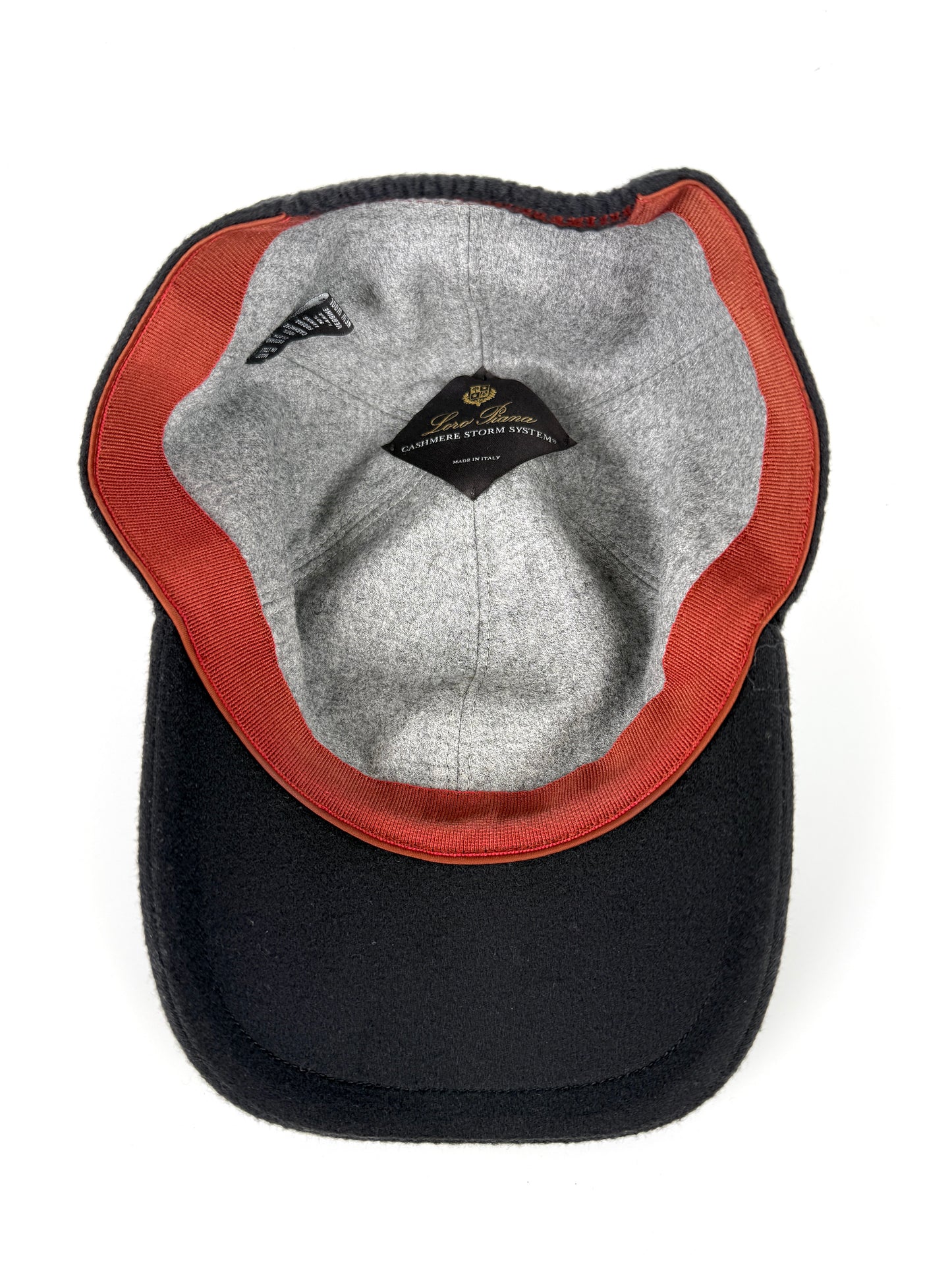 Loro Piana Black Cashmere Storm System Baseball Cap Hat L