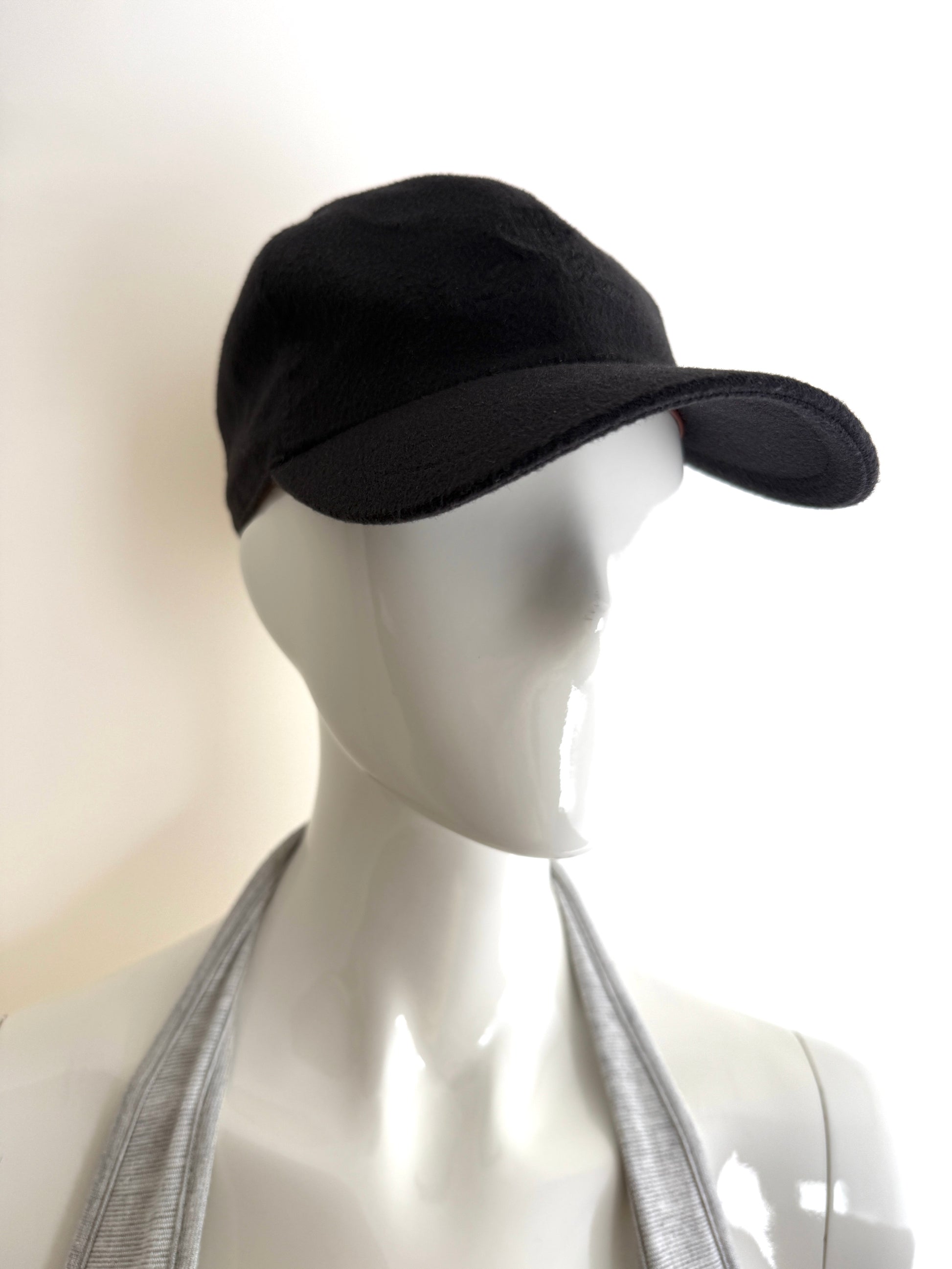 Loro Piana Black Cashmere Storm System Baseball Cap Hat L