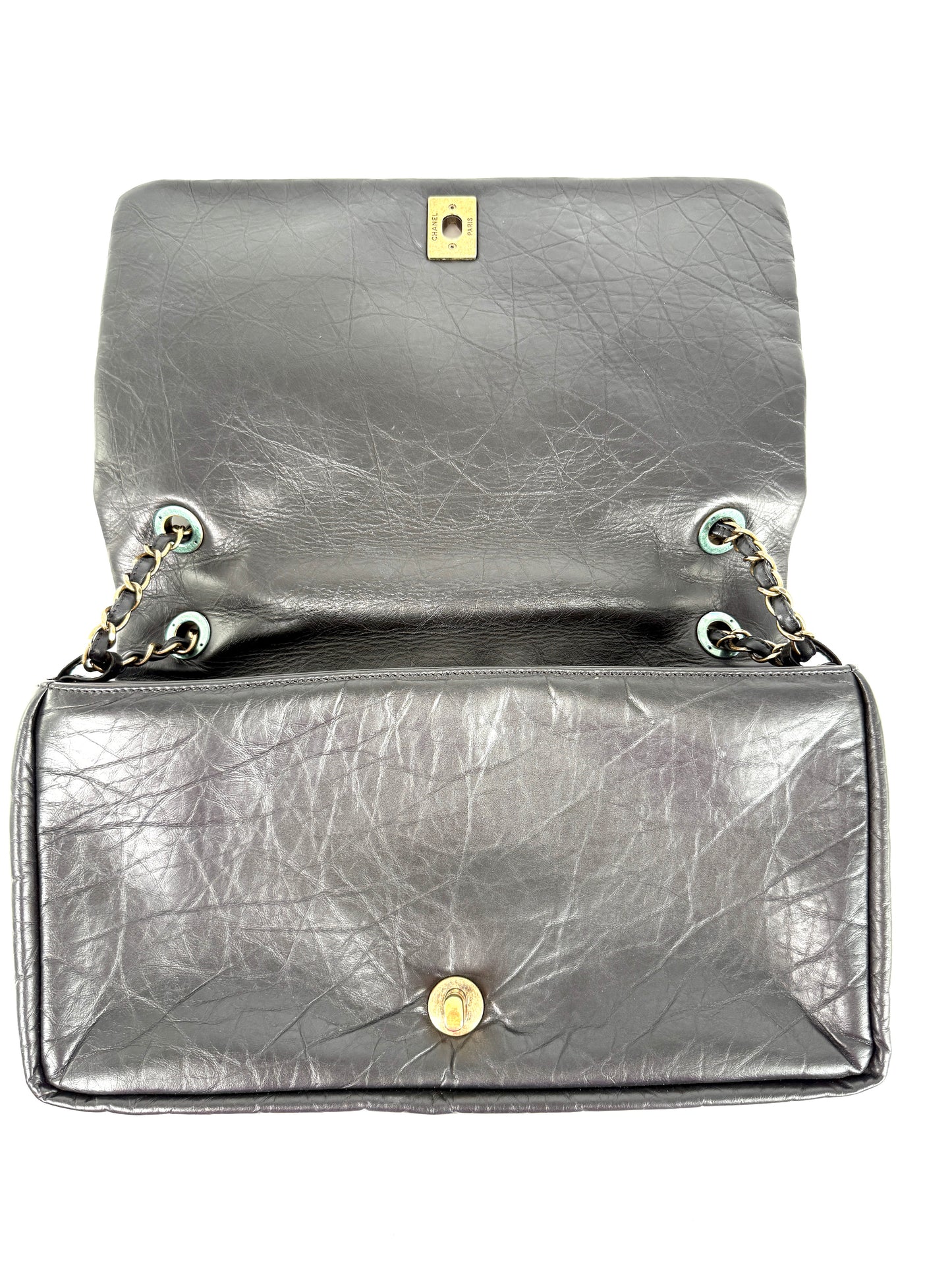 CHANEL Paris Bombay Pondicherry Black Full Flap Aged Quilted Leather Top Handle Shoulder Bag