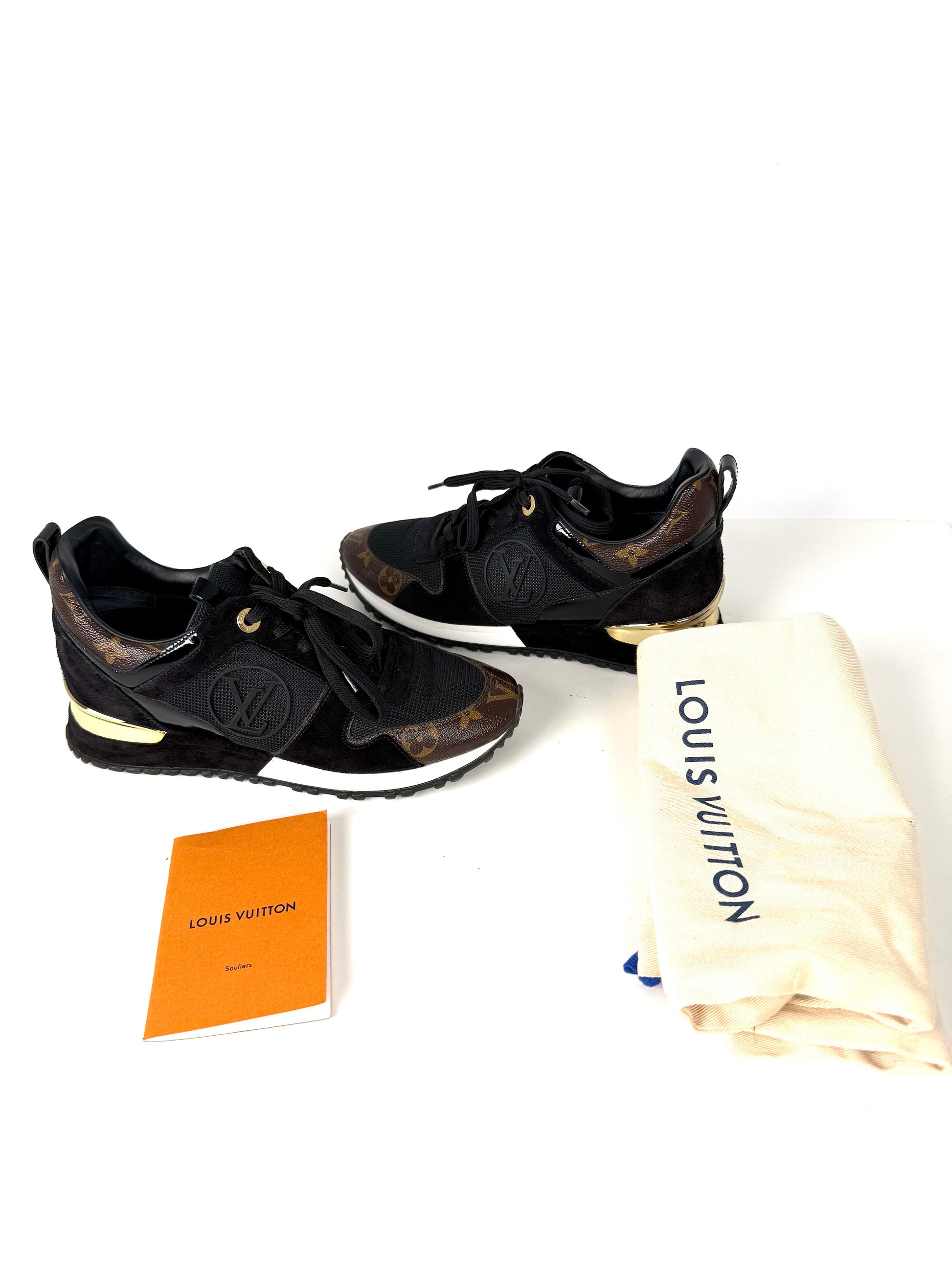 Louis Vuitton Monogram Black LV Logo Run Away Sneakers 36.5 6