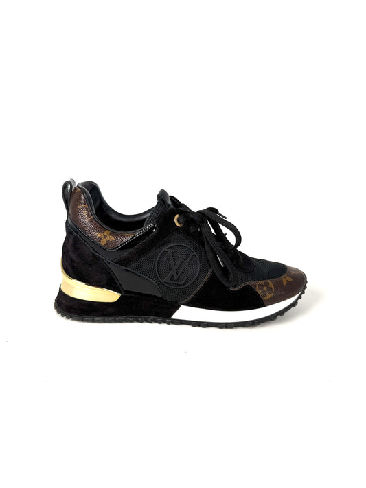 Louis Vuitton Monogram Black LV Logo Run Away Sneakers 36.5 6