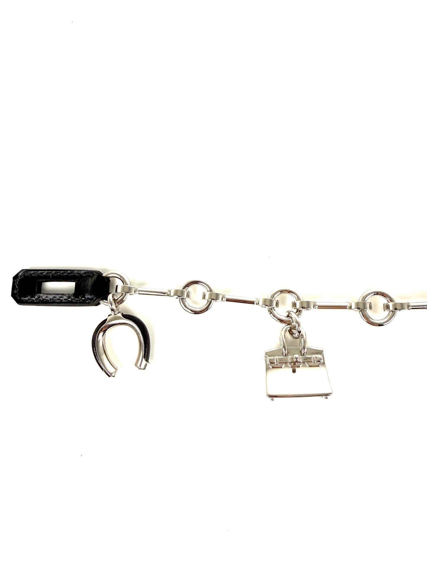 HERMES Bijou de Sac Blue Box Palladium Plated Birkin Bag Charm New