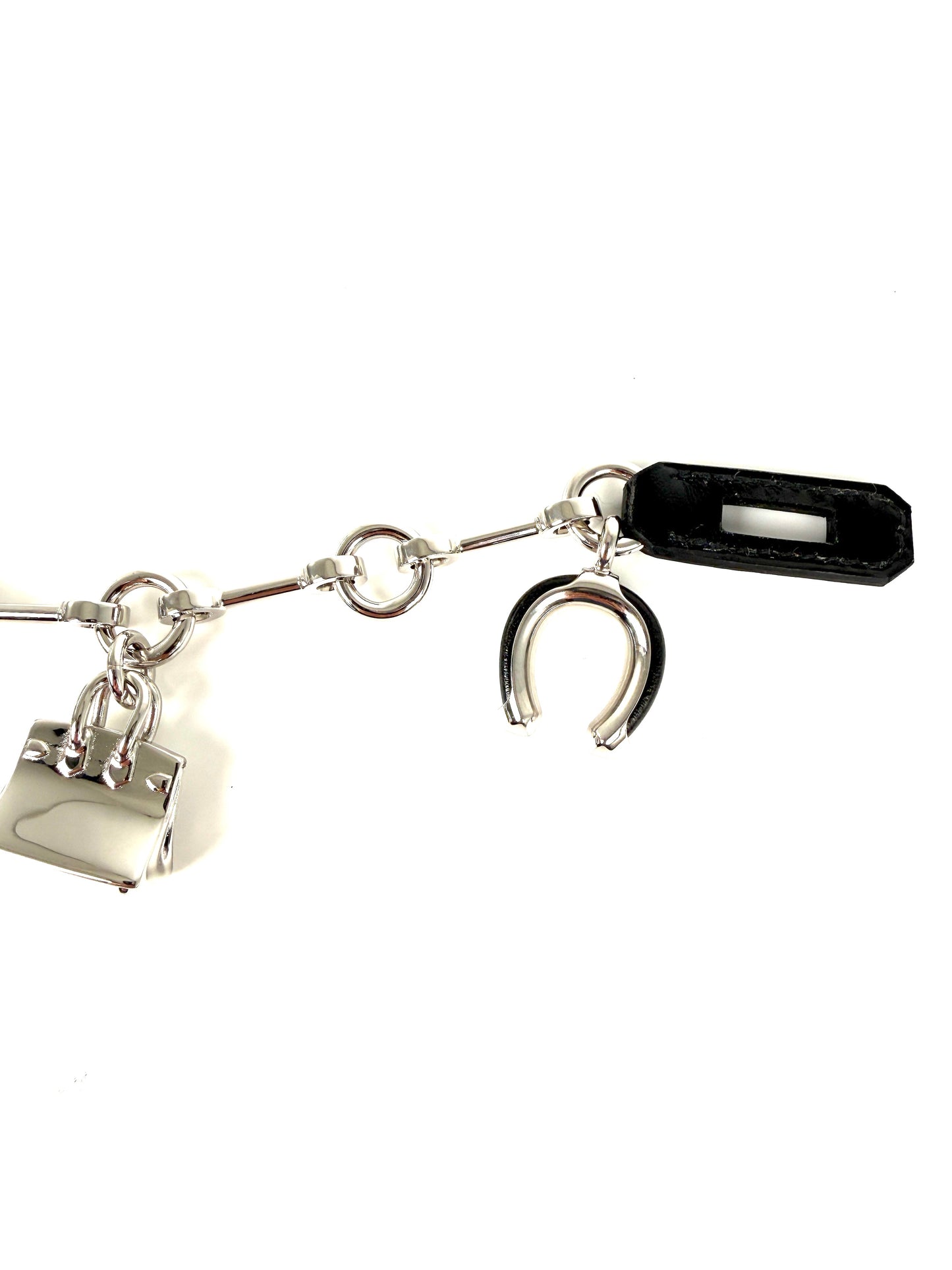 HERMES Bijou de Sac Blue Box Palladium Plated Birkin Bag Charm New