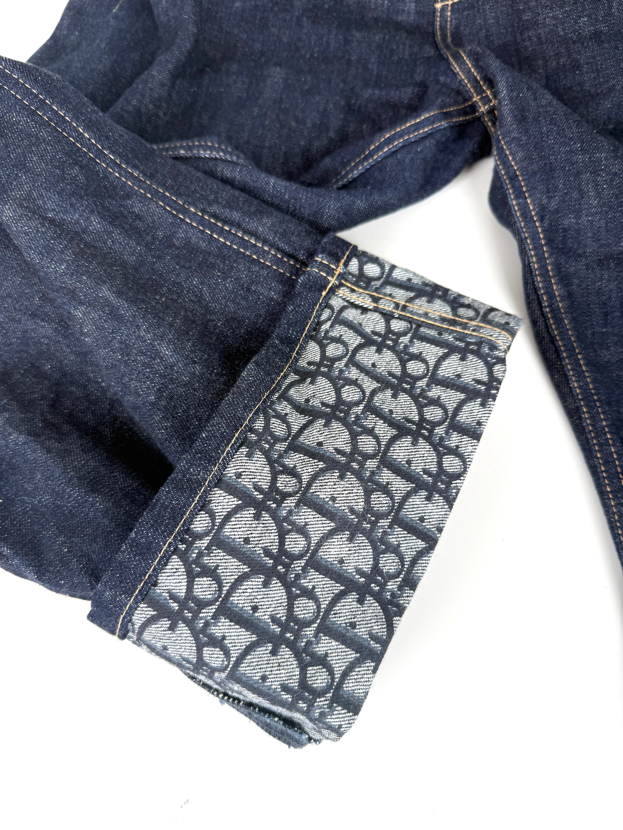 Christian Dior Oblique Boyfriend High Rise Cropped Blue Dark Denim