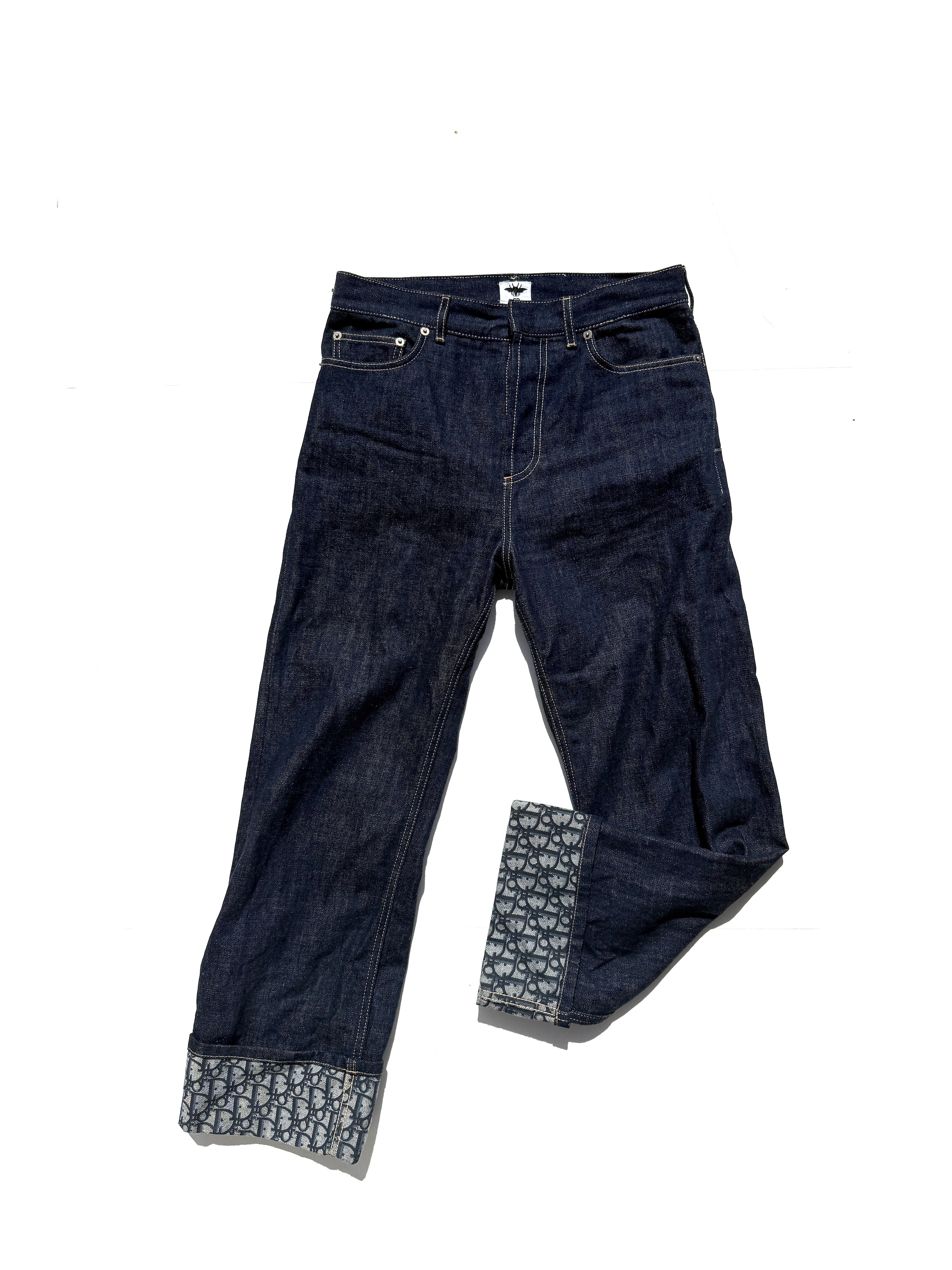 Christian Dior Oblique Boyfriend High Rise Cropped Blue Dark Denim