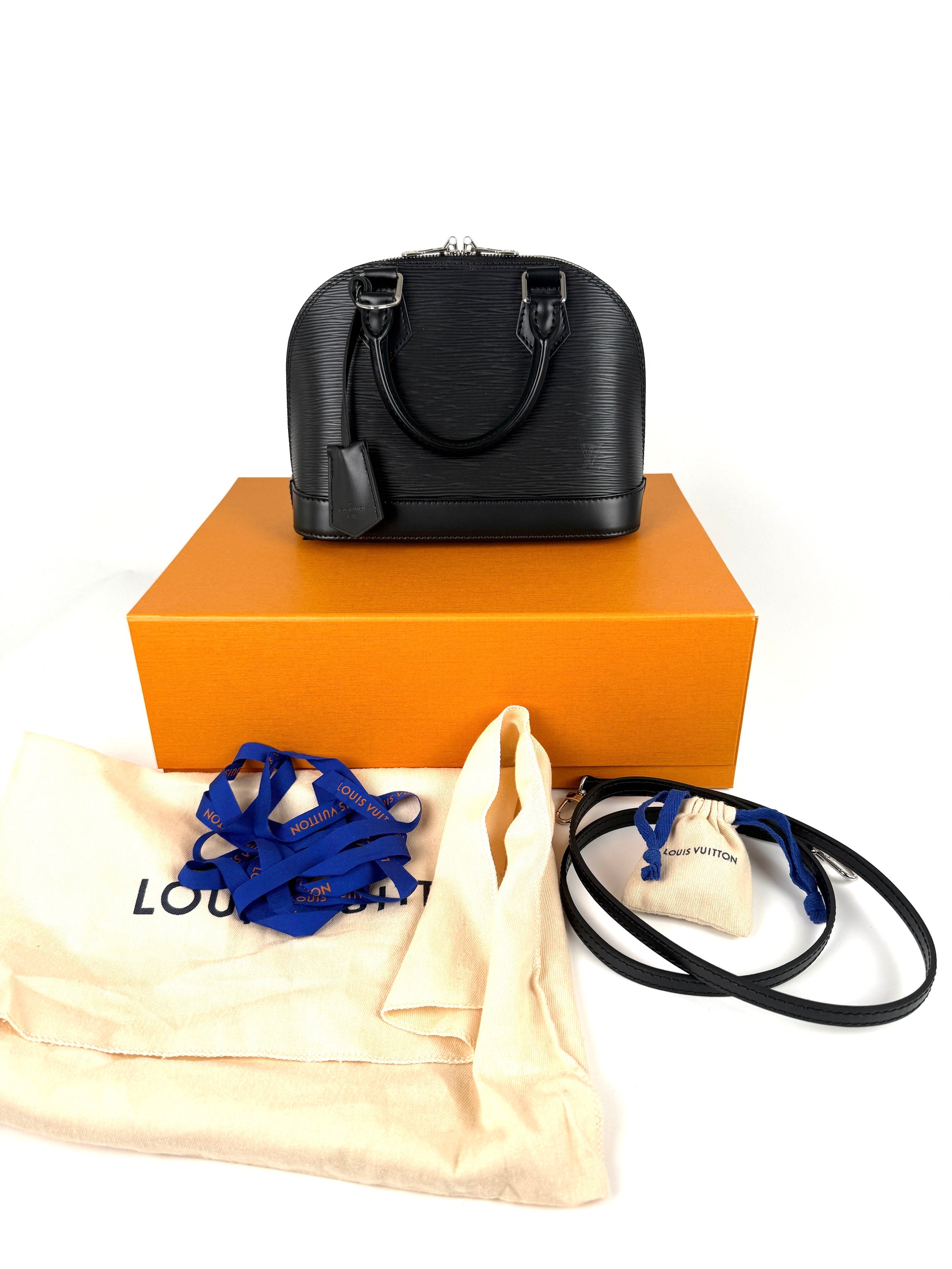 Louis Vuitton Alma BB Black Epi Leather Top Handle Crossbody Bag 
