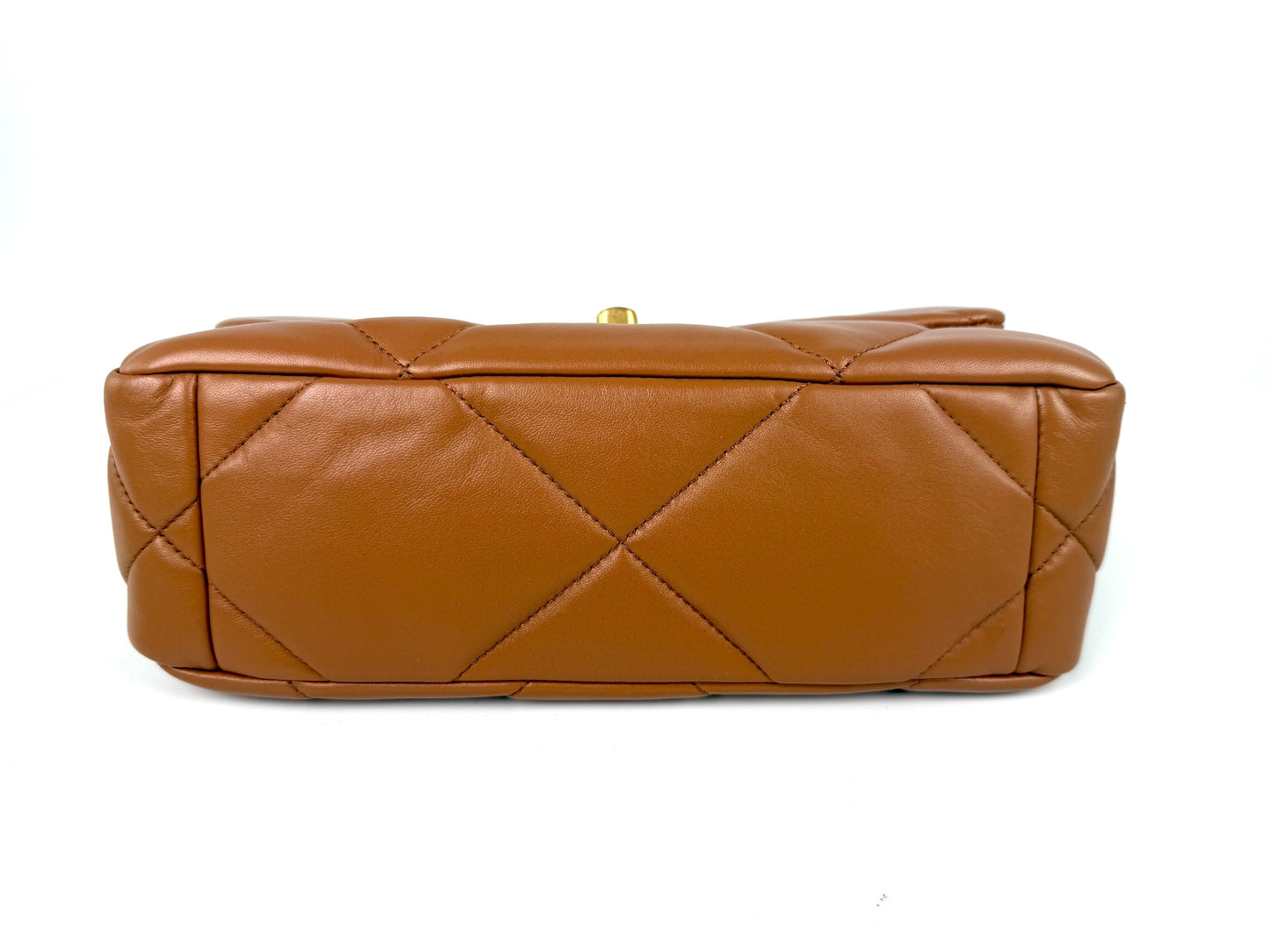 CHANEL 19 Small Carmel Brown Lambskin Gold Hardware Flap Bag