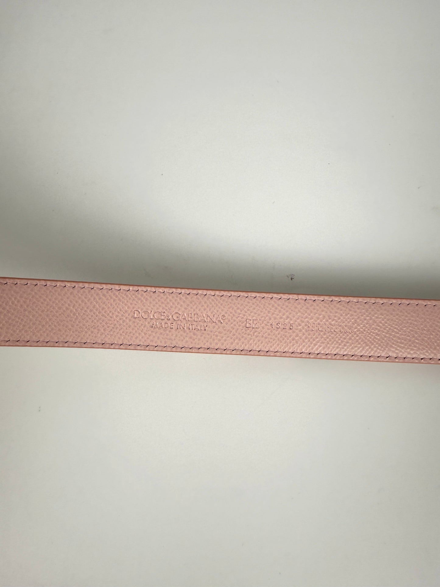Dolce & Gabbana Pink White Floral  Logo Leather Belt 90