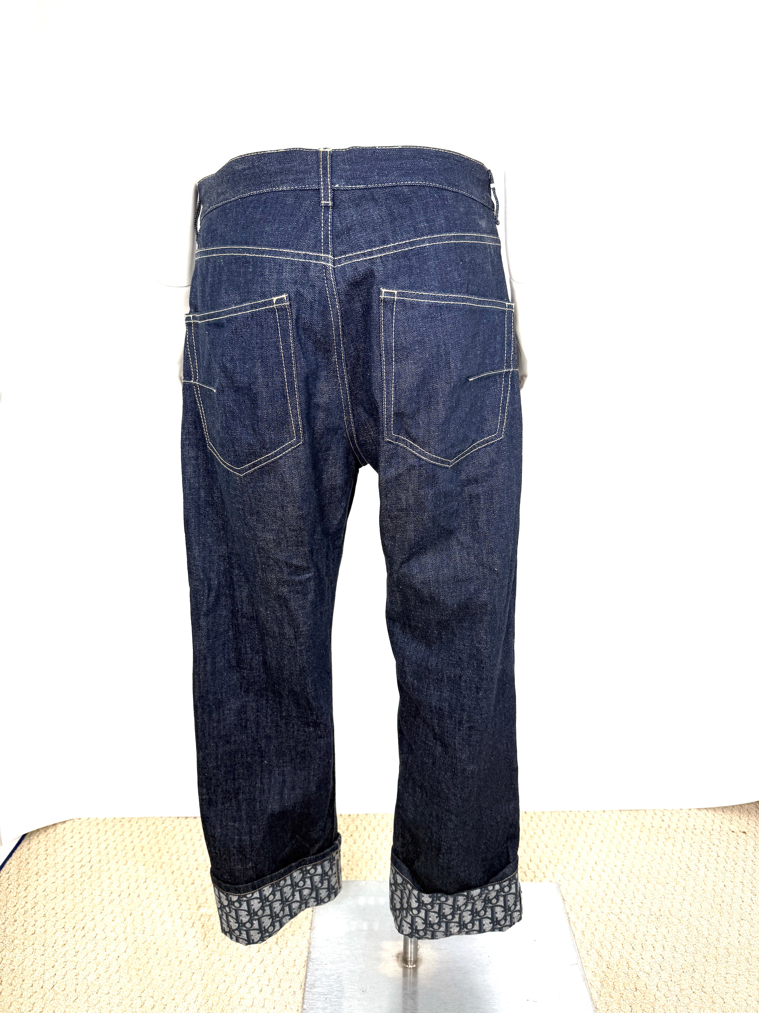 Christian Dior Oblique Boyfriend High Rise Cropped Blue Dark Denim