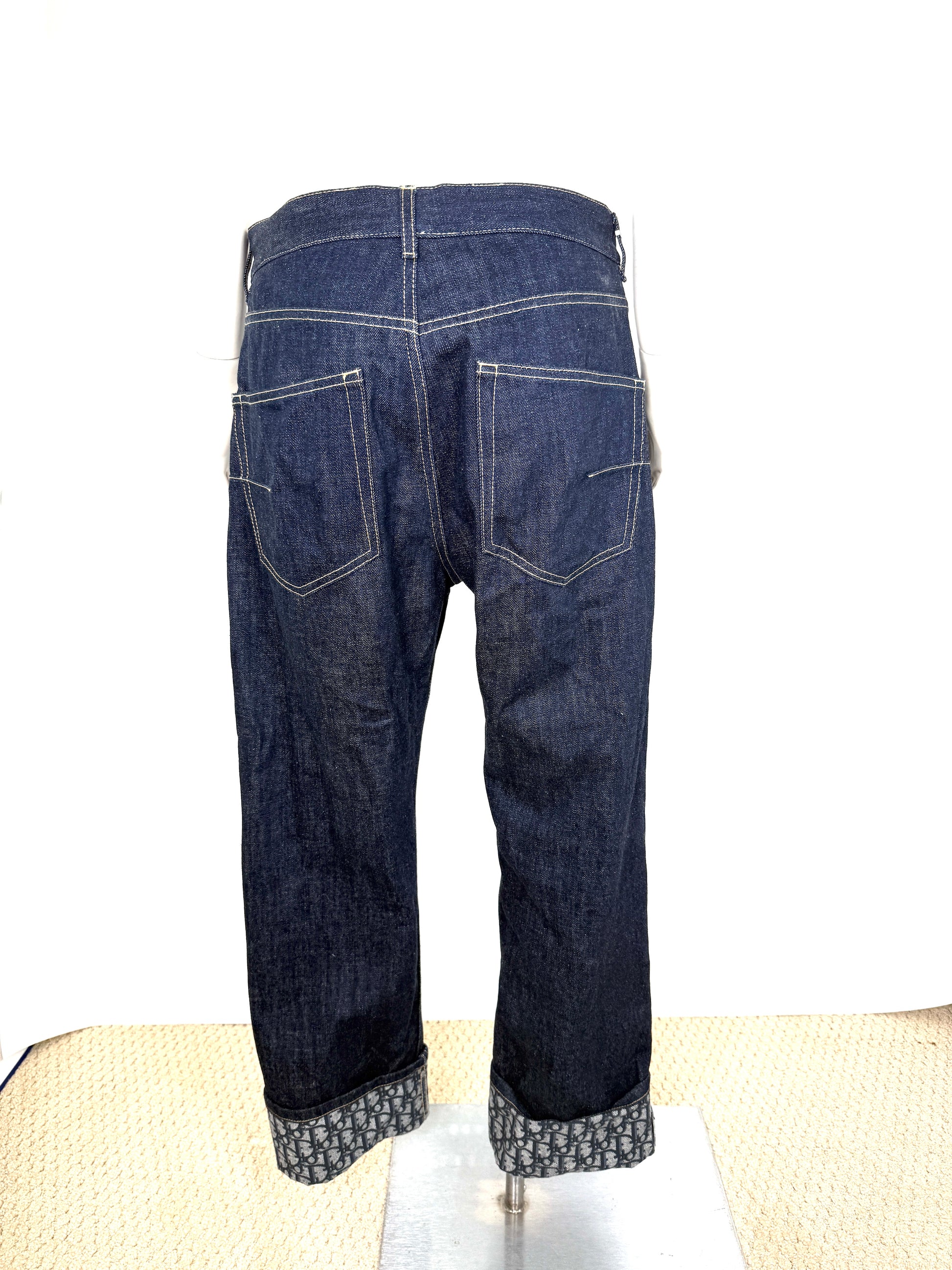 Christian Dior Oblique Boyfriend High Rise Cropped Blue Dark Denim Jeans 38, 6