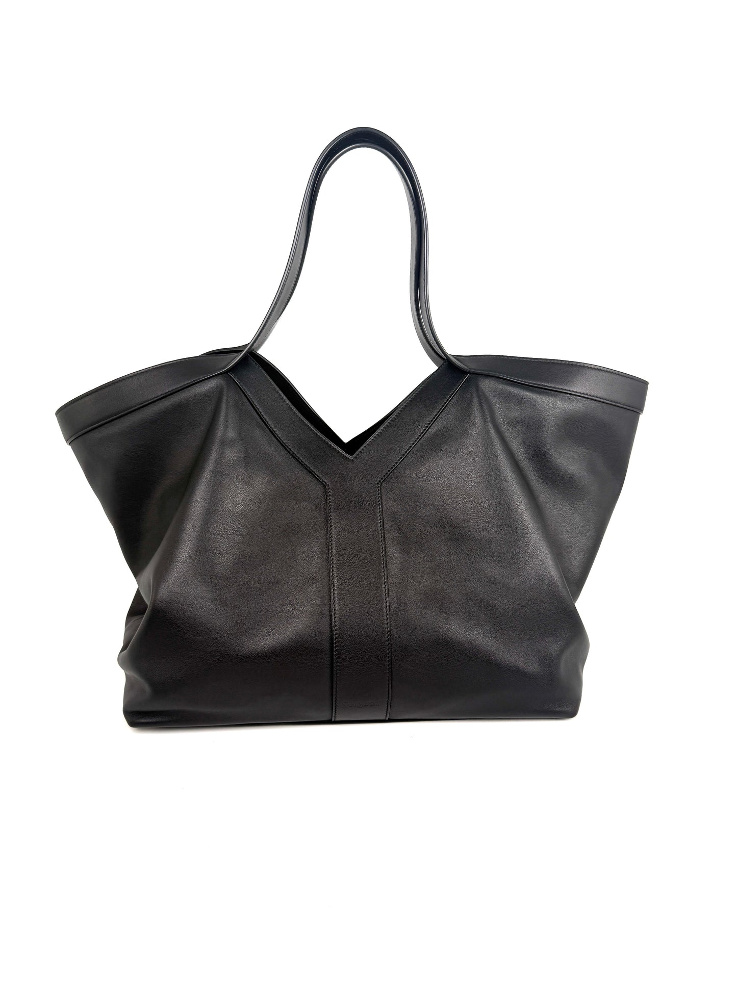 Saint Laurent Y Stitch YSL Black Calfskin Leather Tote Bag