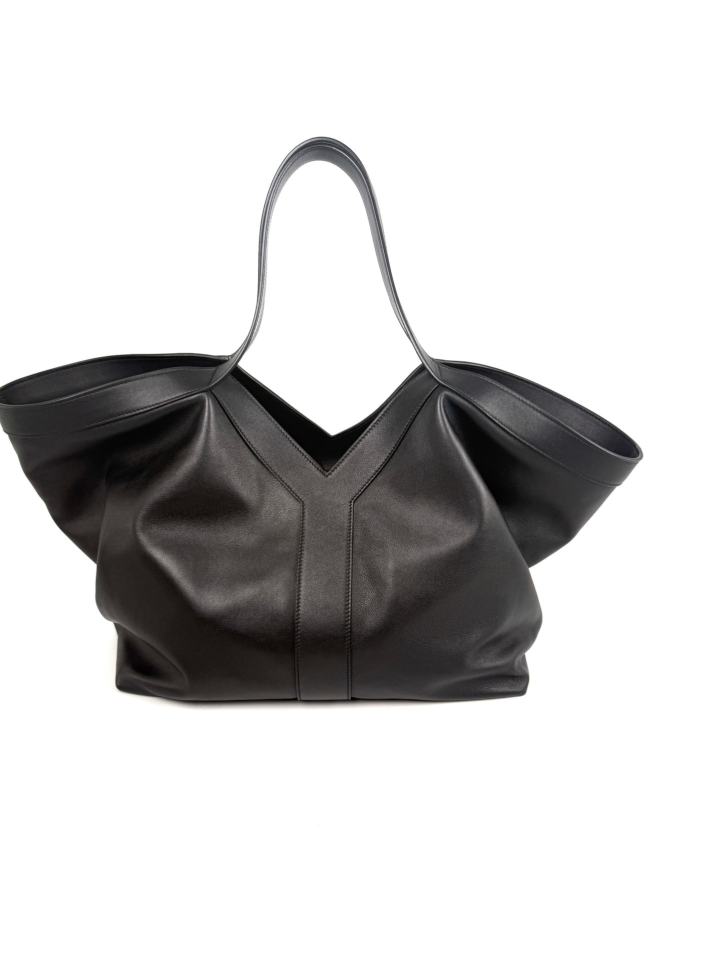 Saint Laurent Y Stitch YSL Black Calfskin Leather Tote Bag
