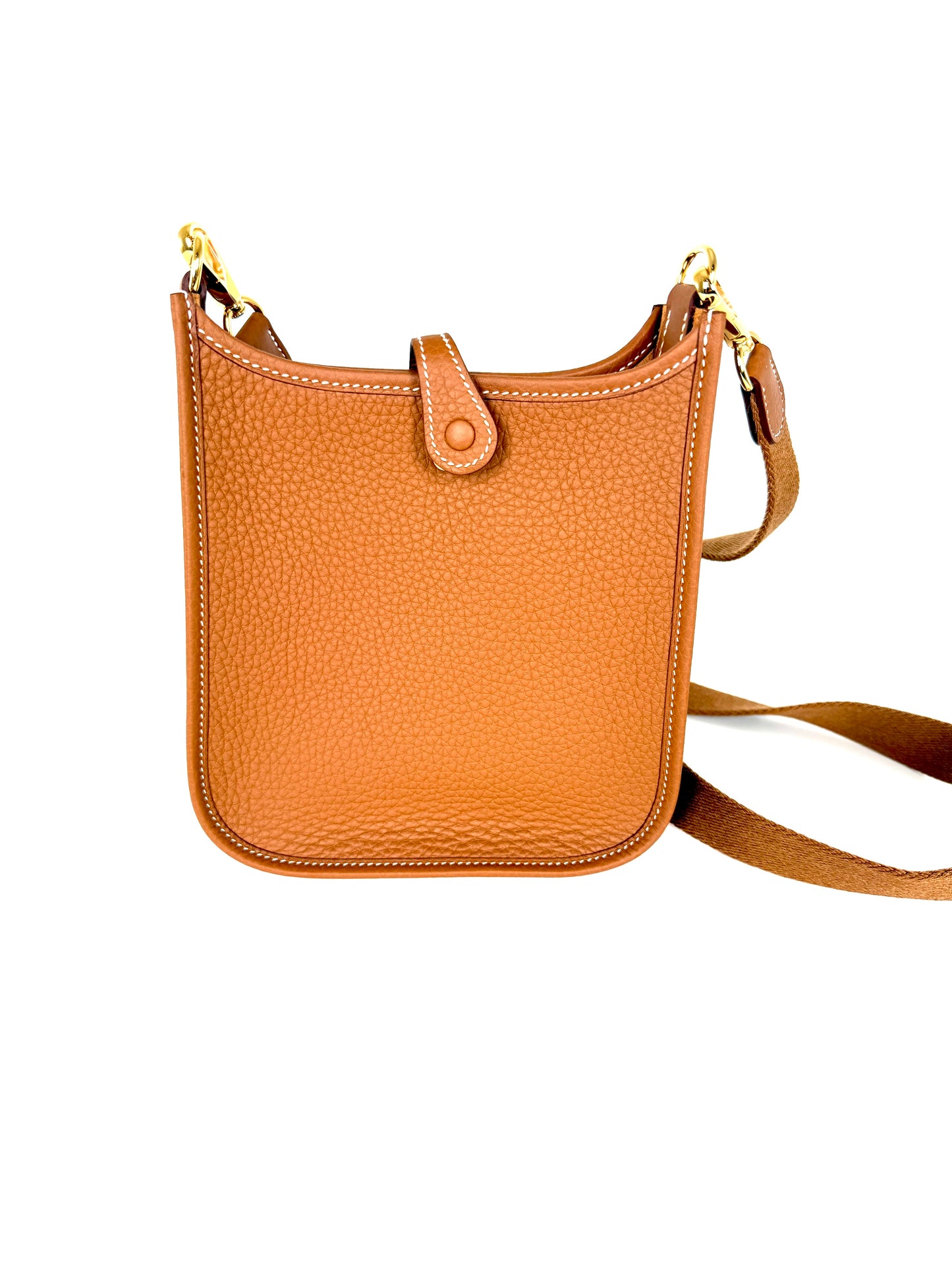 HERMES Mini Evelyne TPM 16 Gold on Gold Leather Crossbody Bag New