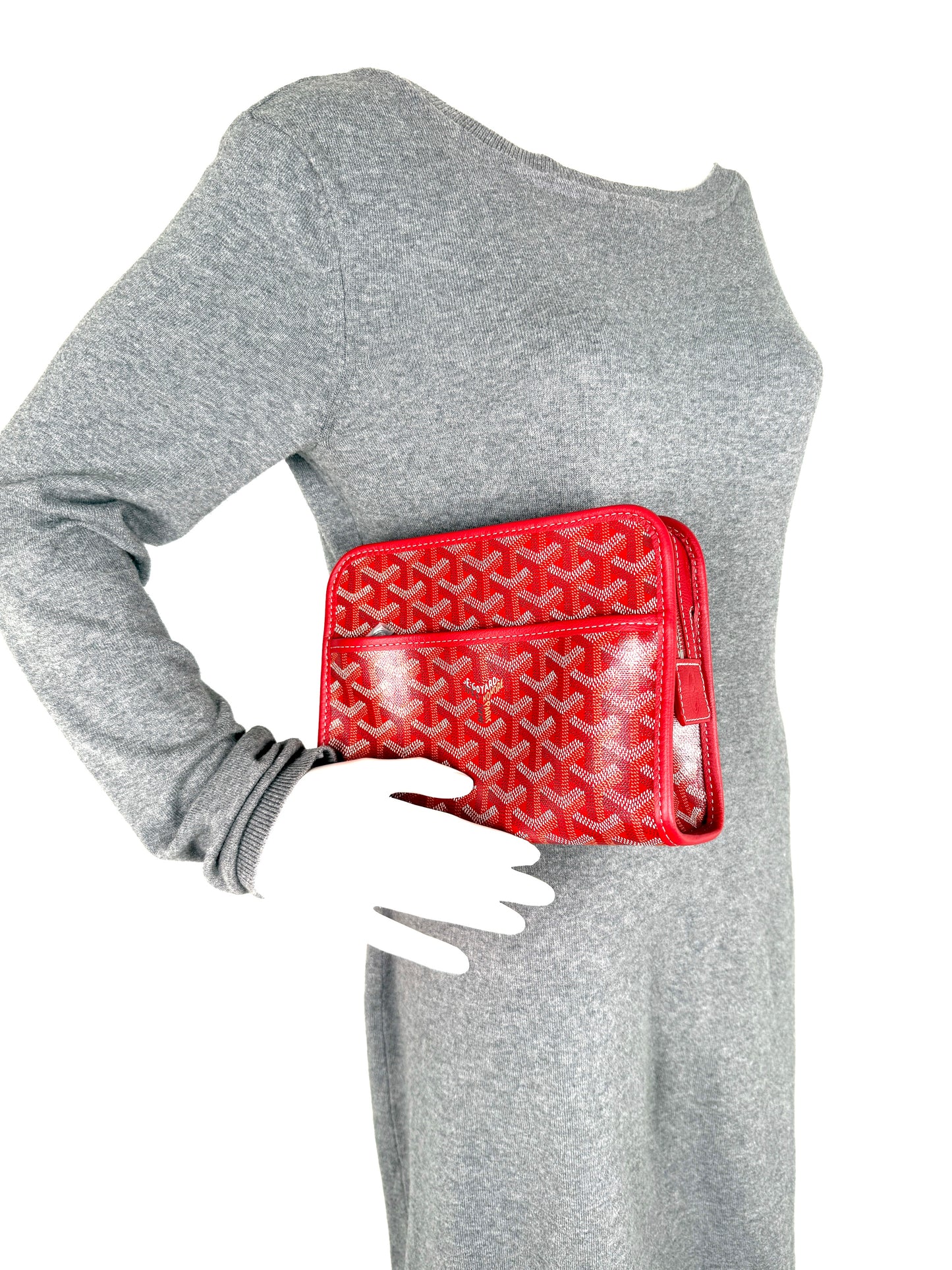 GOYARD Jouvence Red Pouch Cosmetic Toiletry Case PM New