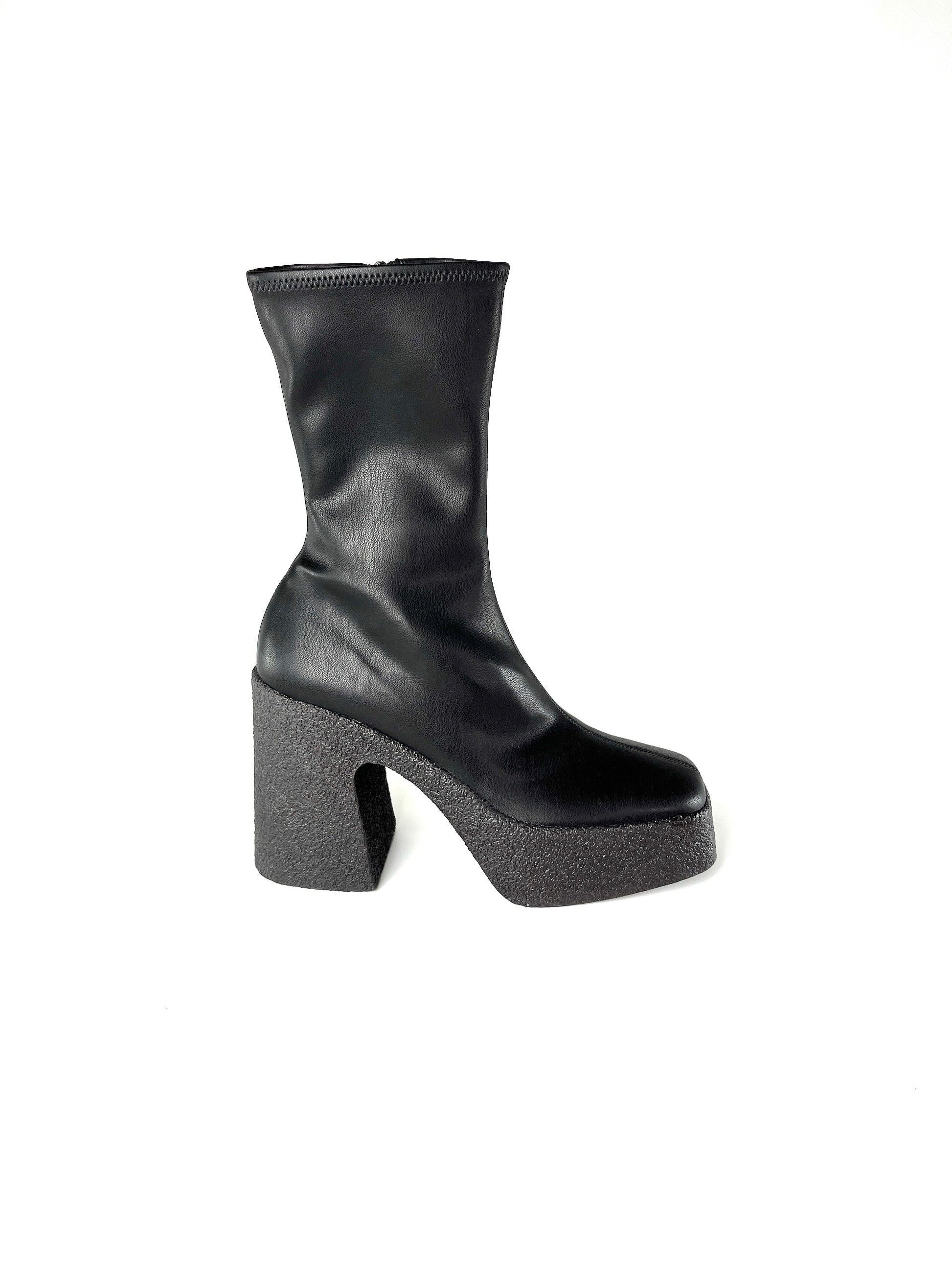 New Stella McCartney Black Skyla Platform Rubber Sock Boots 37 7