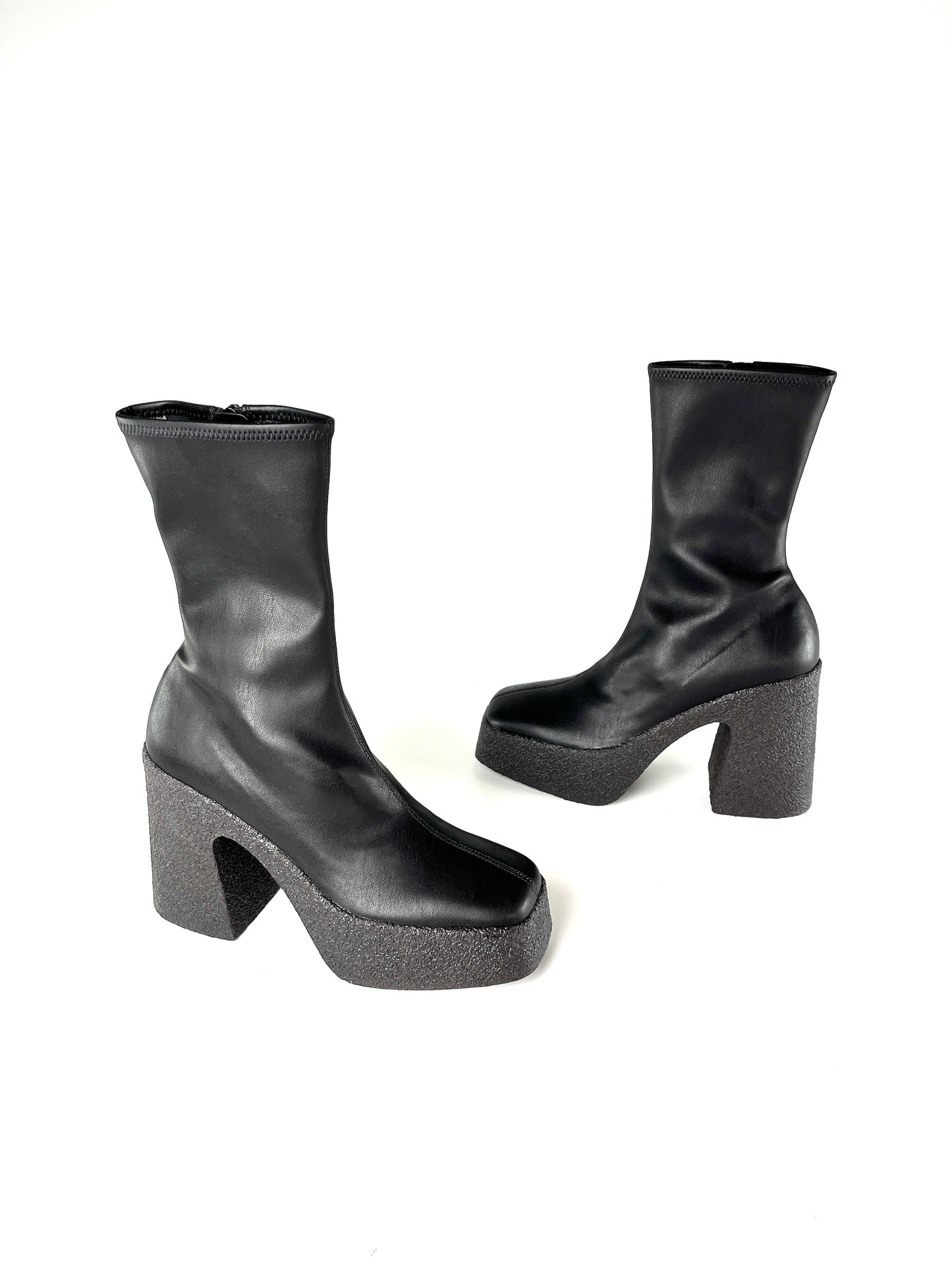 New Stella McCartney Black Skyla Platform Rubber Sock Boots 37 7