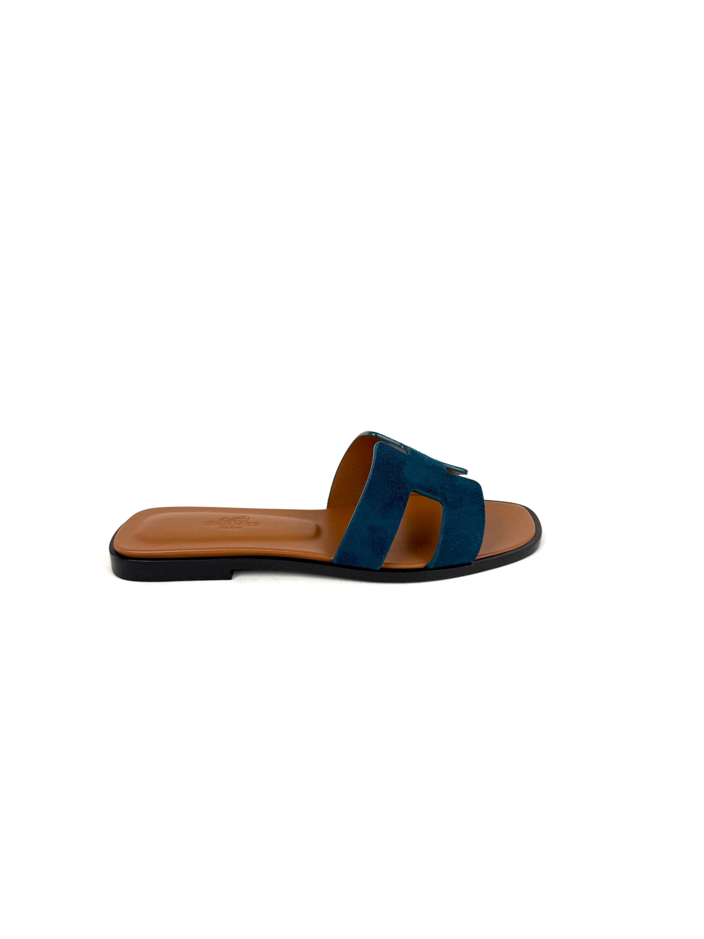 HERMES Oran Vert Mousse Green Suede Leather Slide Sandals 36.5 6