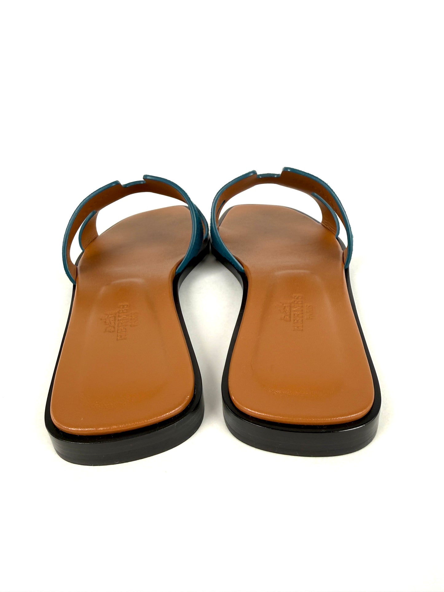 HERMES Oran Vert Mousse Green Suede Leather Slide Sandals 36.5 6