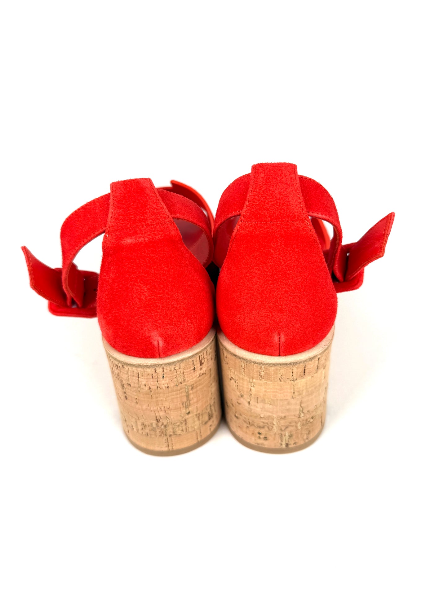 HERMES Luce 30 Wedge Rouge Grenadine Red Suede Leather Sandals 39 8.5