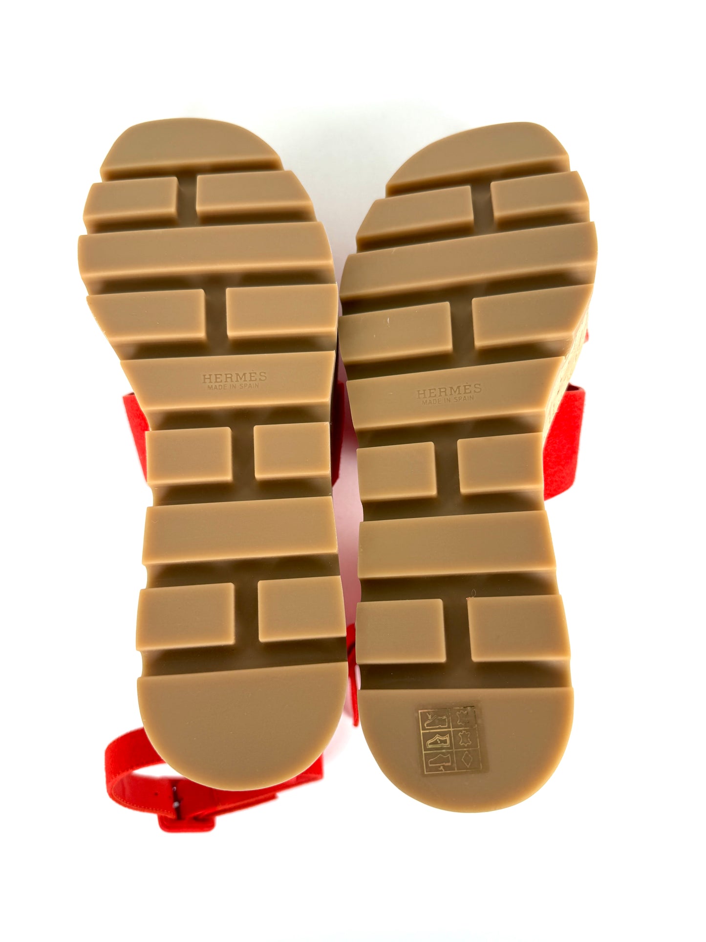 HERMES Luce 30 Wedge Rouge Grenadine Red Suede Leather Sandals 39 8.5