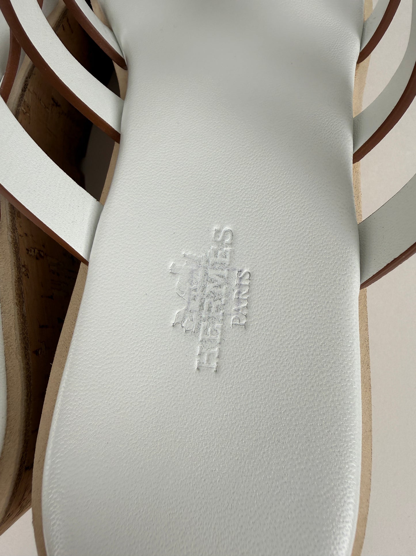 HERMES Isabella 30 Wedge White Slide Sandals 38 7.5