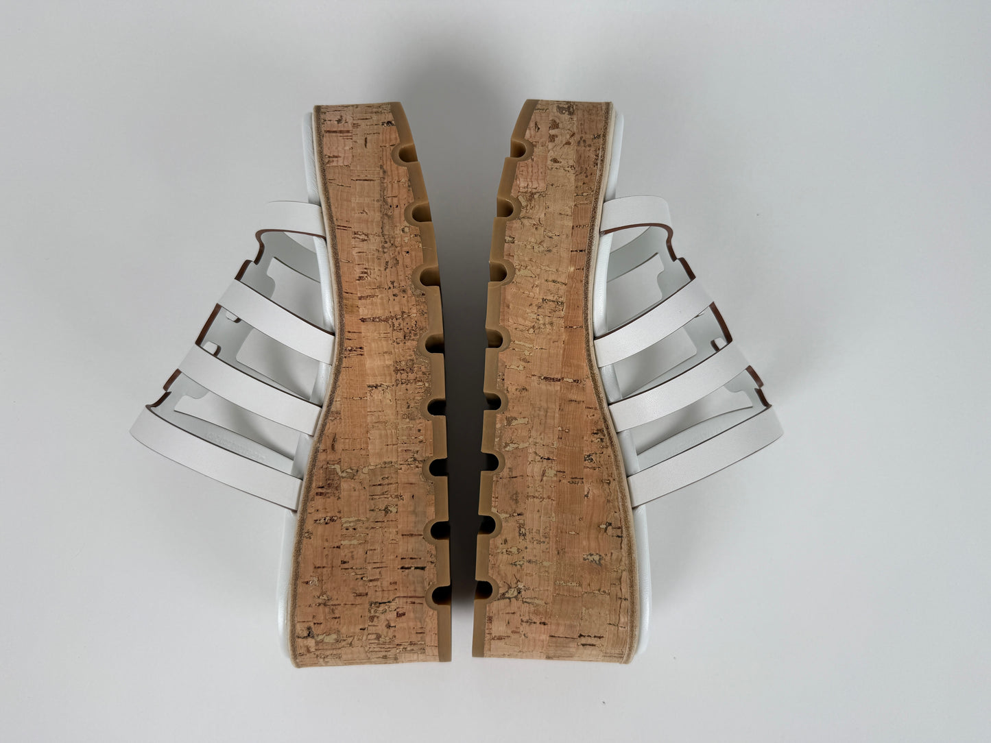 HERMES Isabella 30 Wedge White Slide Sandals 38 7.5