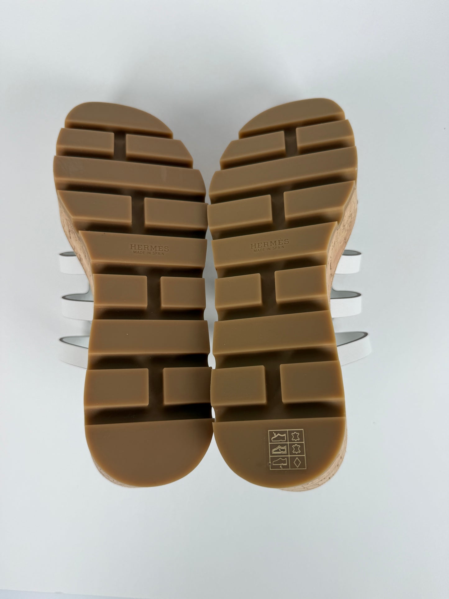 HERMES Isabella 30 Wedge White Slide Sandals 38 7.5