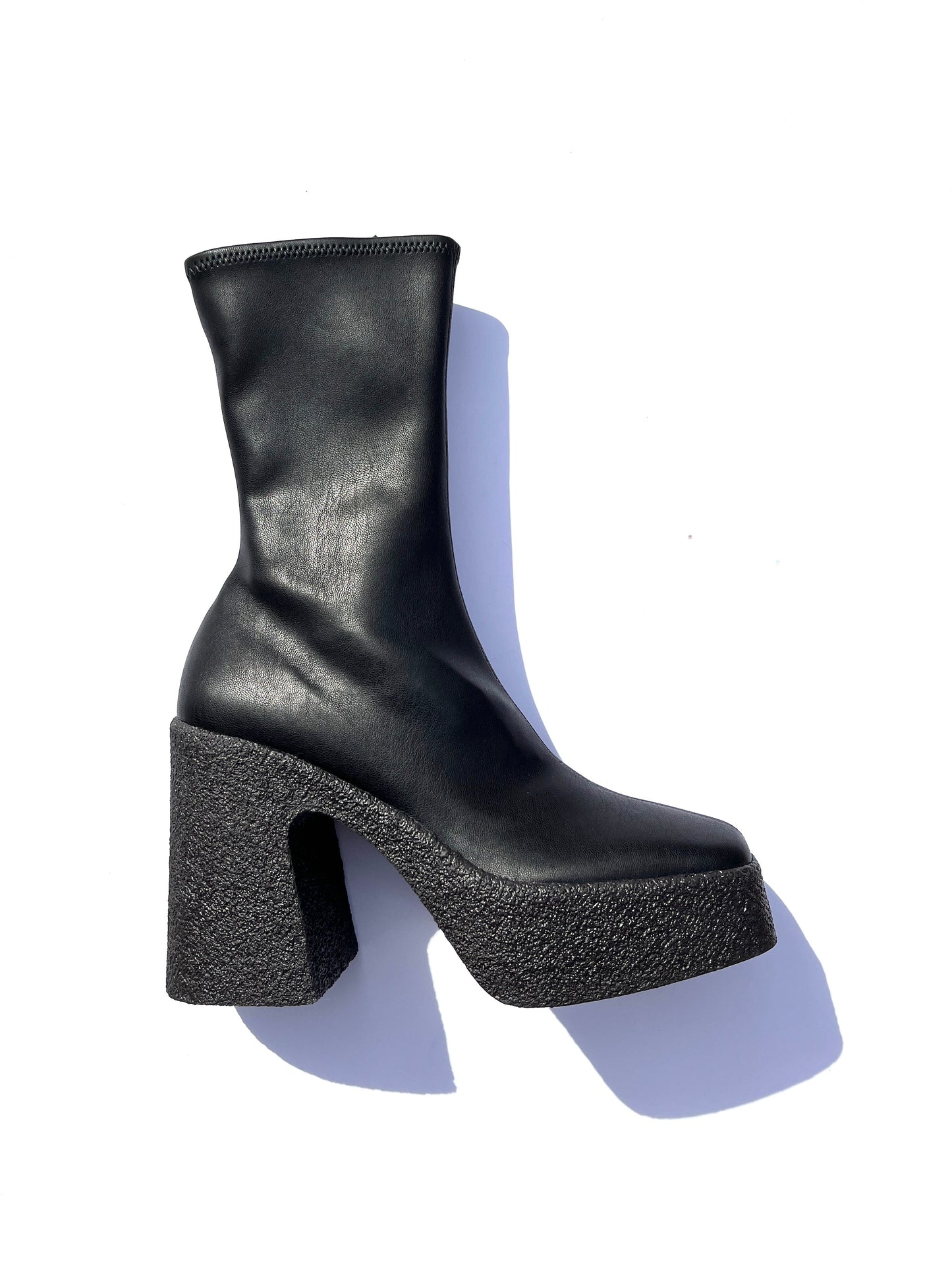 New Stella McCartney Black Skyla Platform Rubber Sock Boots 37 7