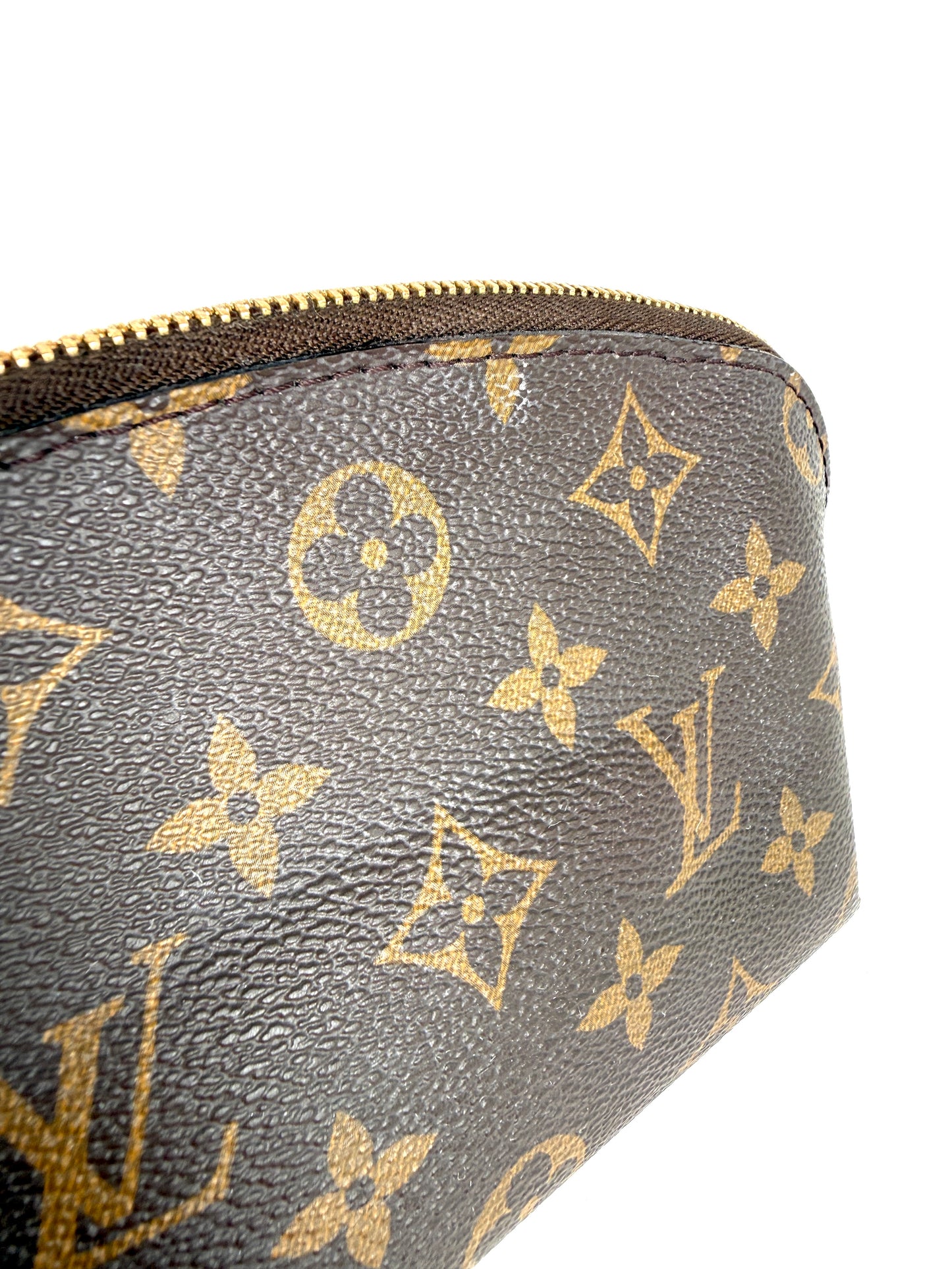 LOUIS VUITTON Brown Monogram Cosmetic Zip Pouch
