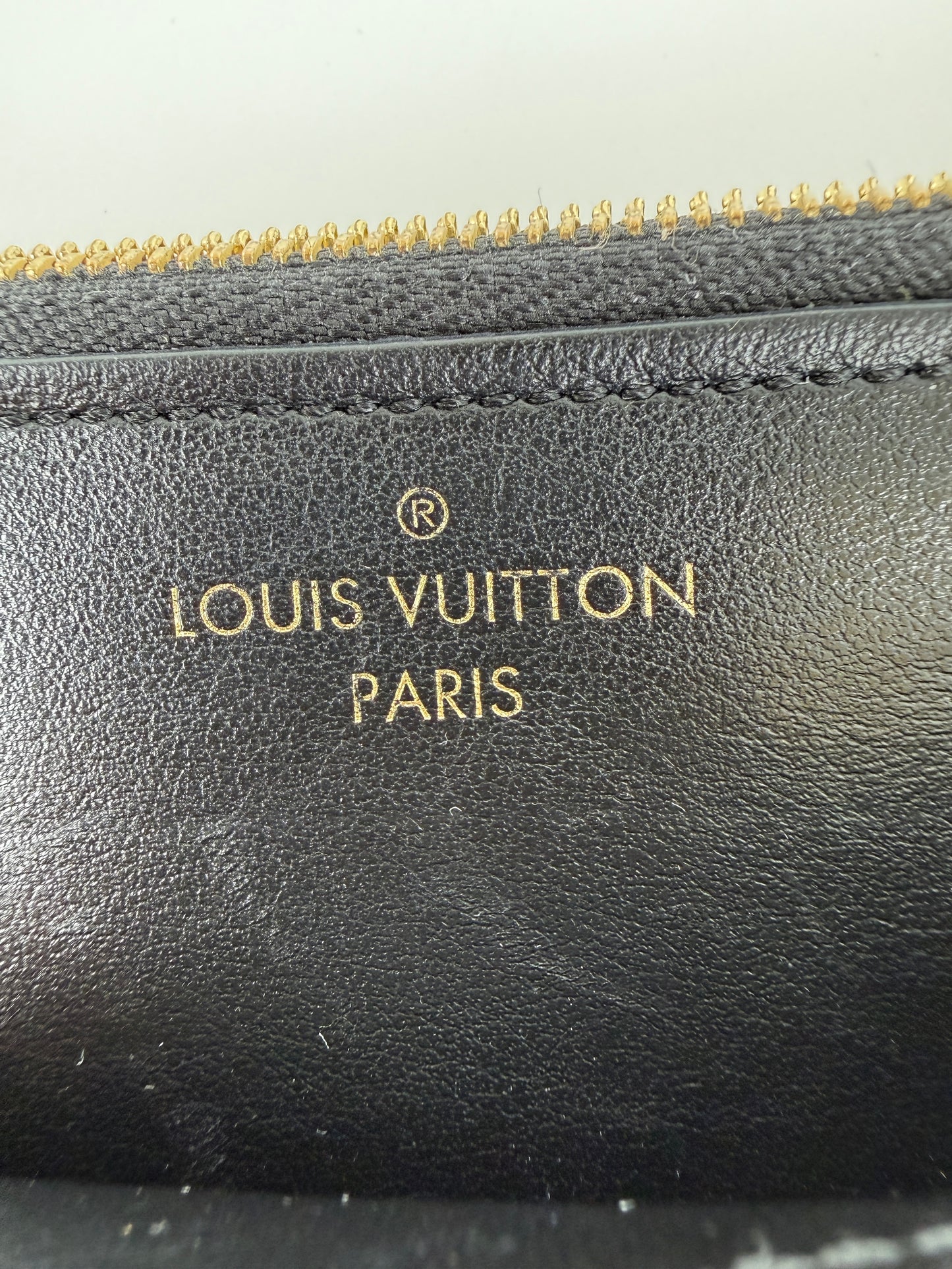LOUIS VUITTON Slim Purse Brown Monogram Black Leather Zip Wallet