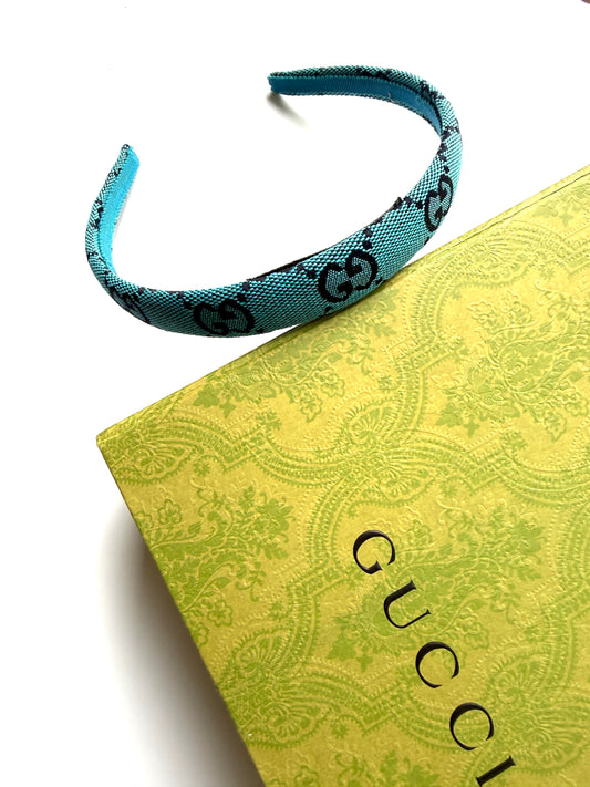 GUCCI Blue GG Monogram Canvas Headband