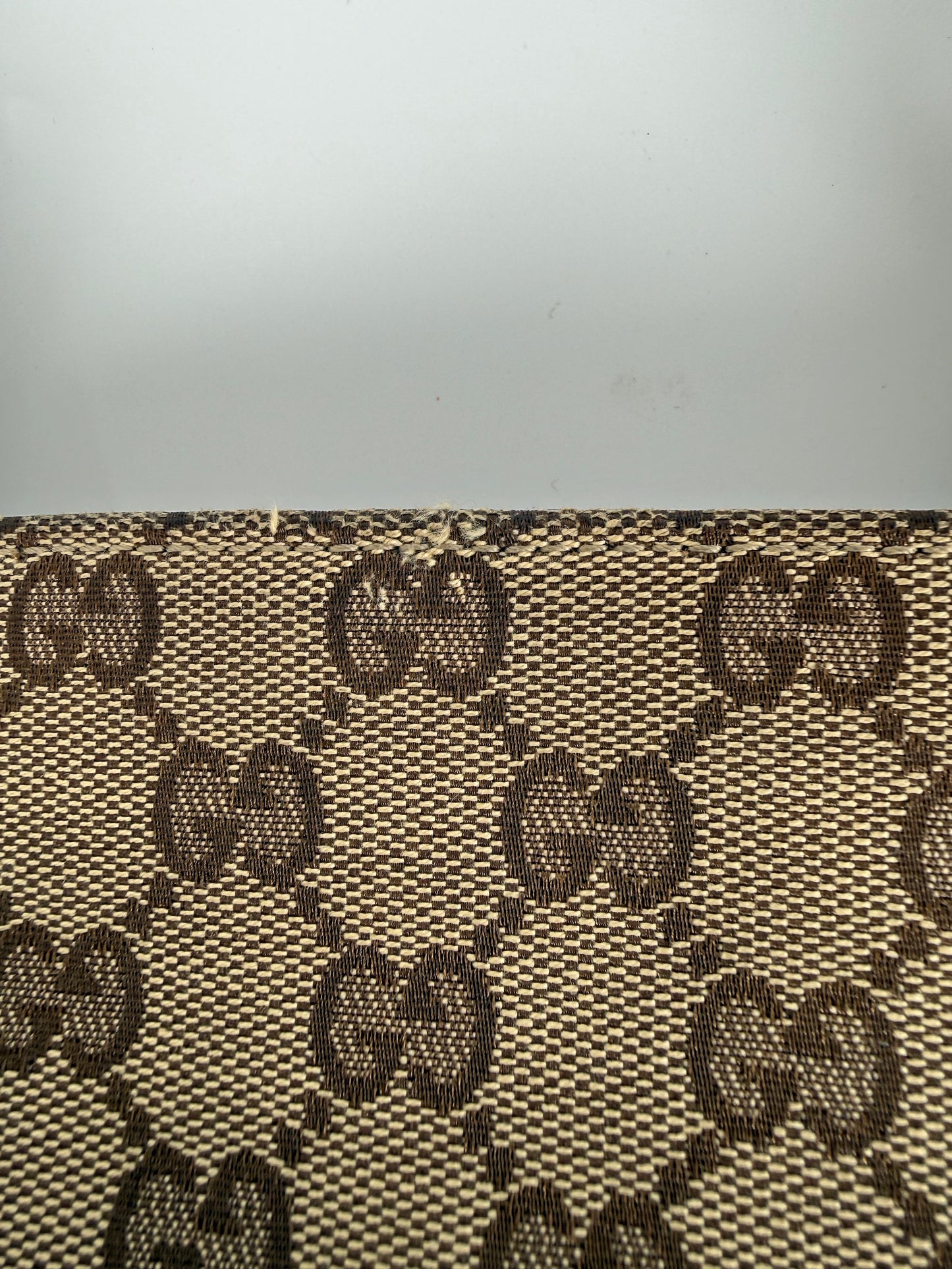 GUCCI Vintage Libeccio GG Canvas Bamboo Brown Tan Tote Bag