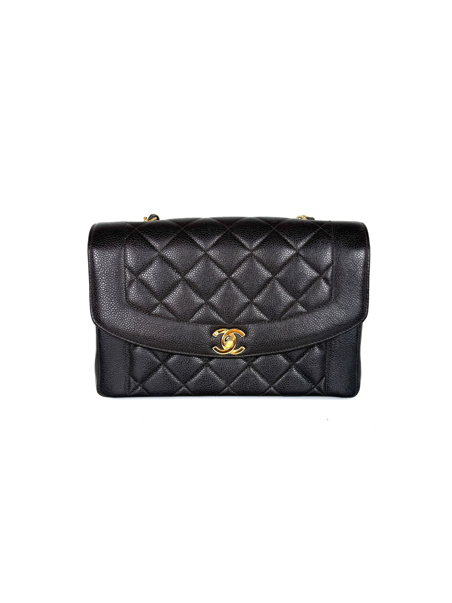 Vintage CHANEL Diana Medium Brown Caviar Quilted Leather Crossbody Flap Bag