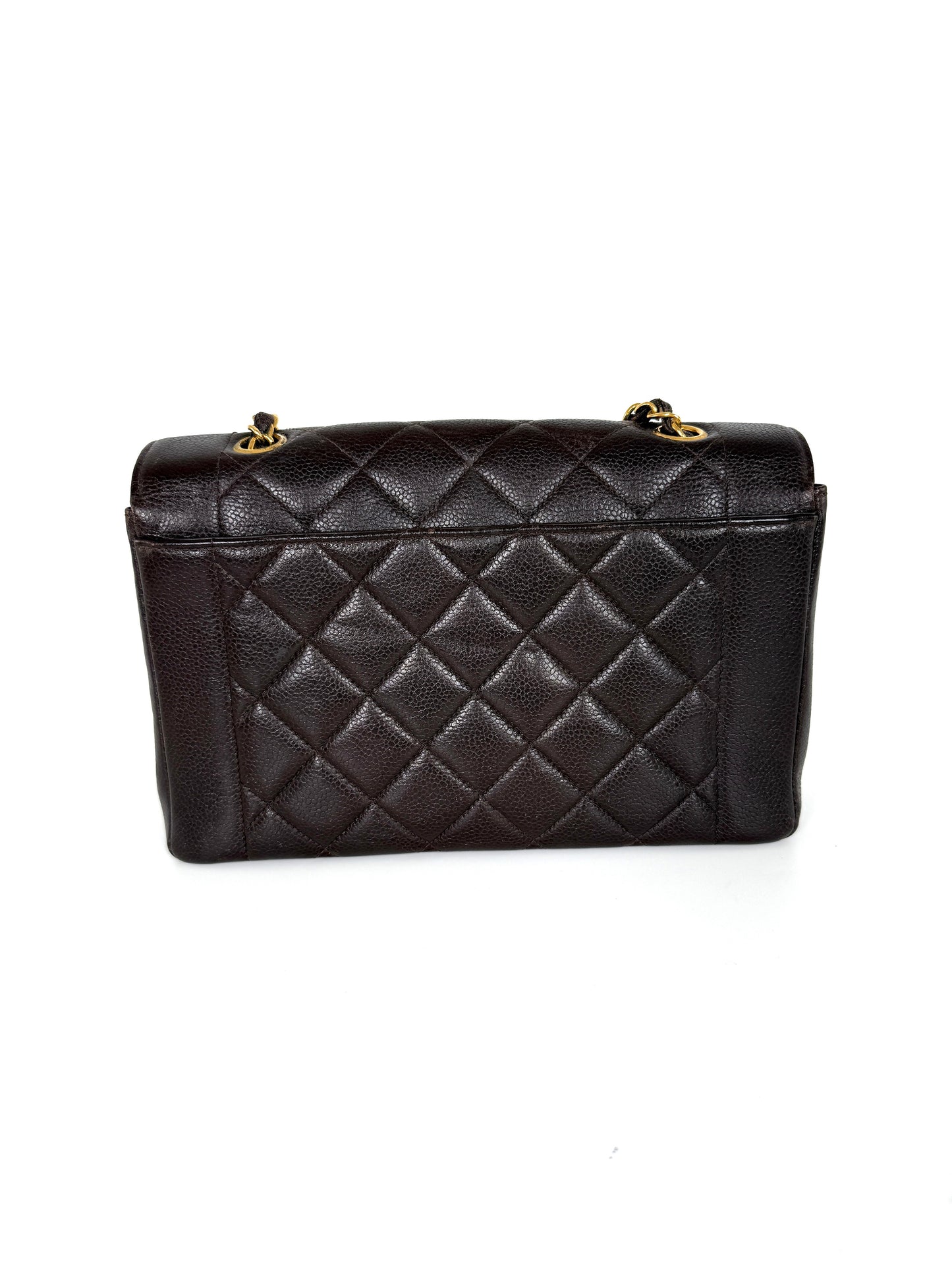 Vintage CHANEL Diana Medium Brown Caviar Quilted Leather Crossbody Flap Bag