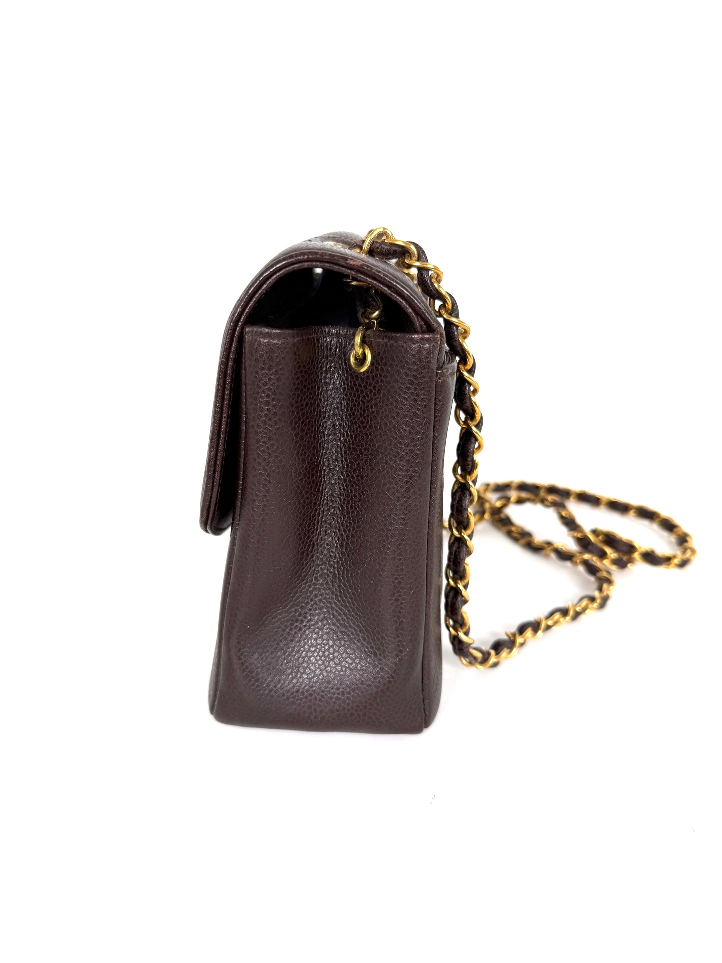 Vintage CHANEL Diana Medium Brown Caviar Quilted Leather Crossbody Flap Bag