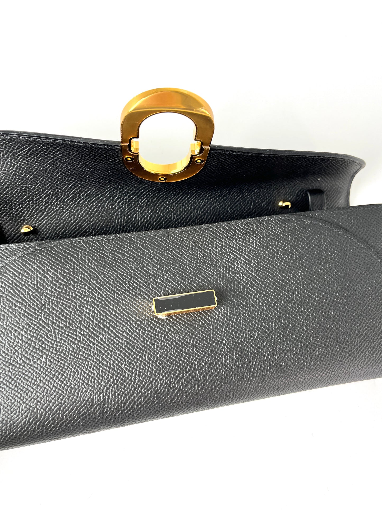 New HERMES Black Gold Chaine D’Ancre Wallet To Go Clutch Crossbody Bag