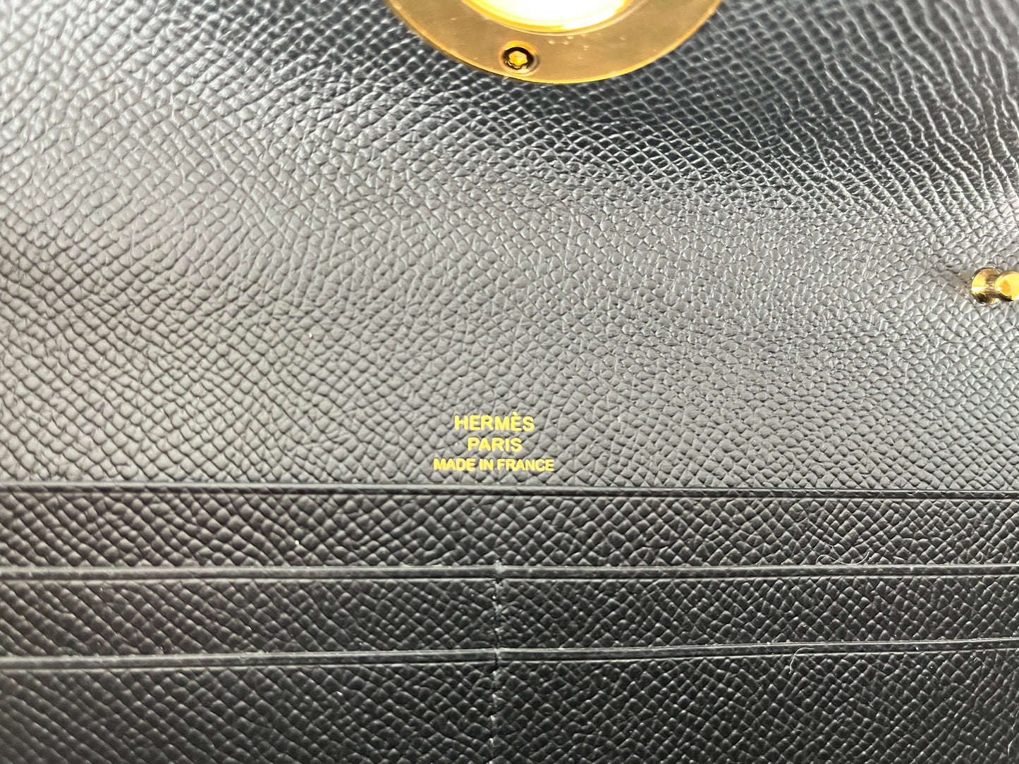 New HERMES Black Gold Chaine D’Ancre Wallet To Go Clutch Crossbody Bag