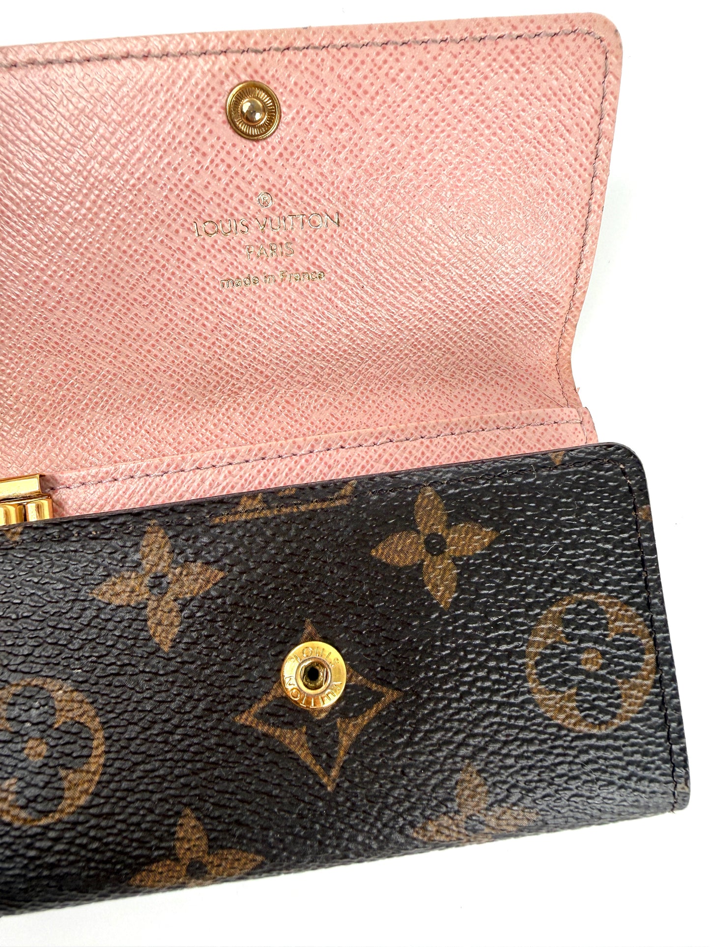 LOUIS VUITTON Monogram 6 Key Holder Case Brown Pink