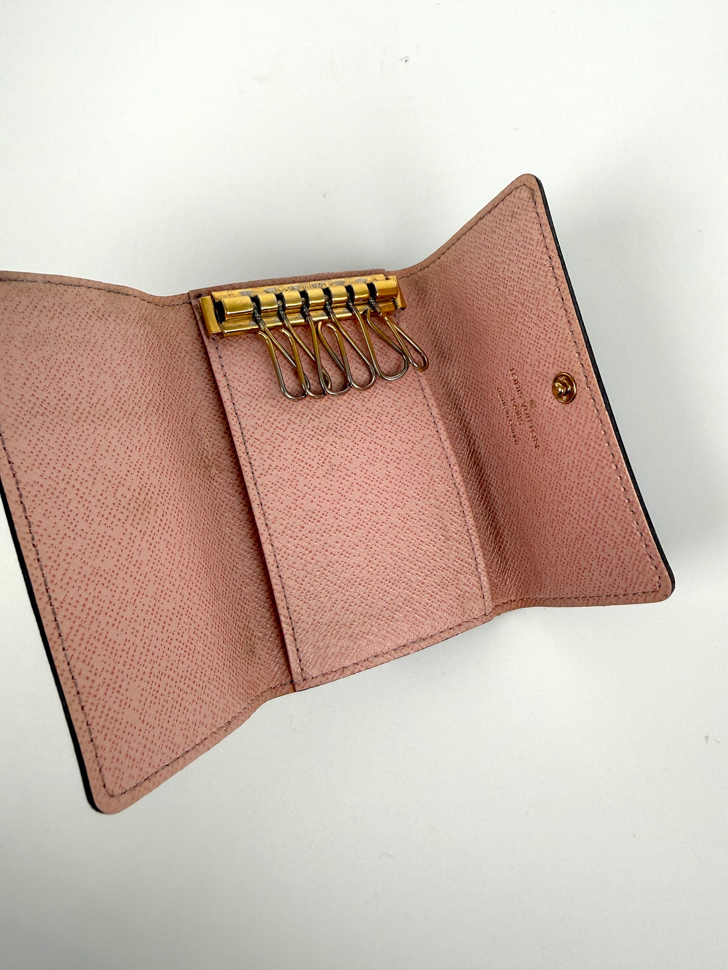 LOUIS VUITTON Monogram 6 Key Holder Case Brown Pink