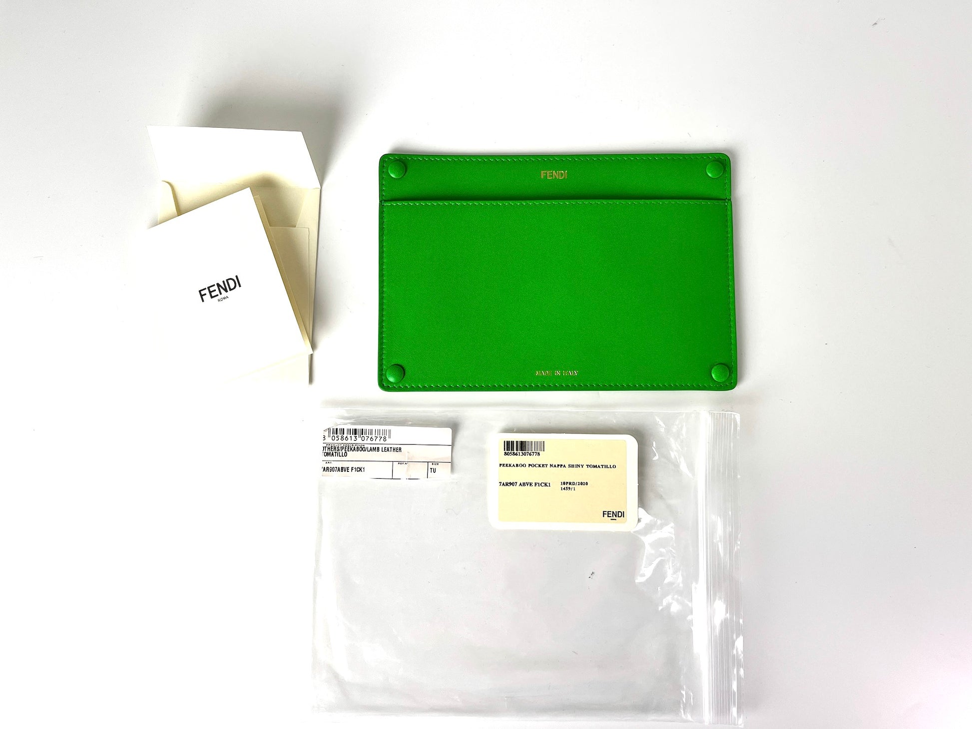 New FENDI Green Peekaboo Nappa Leather Tomatillo Pocket